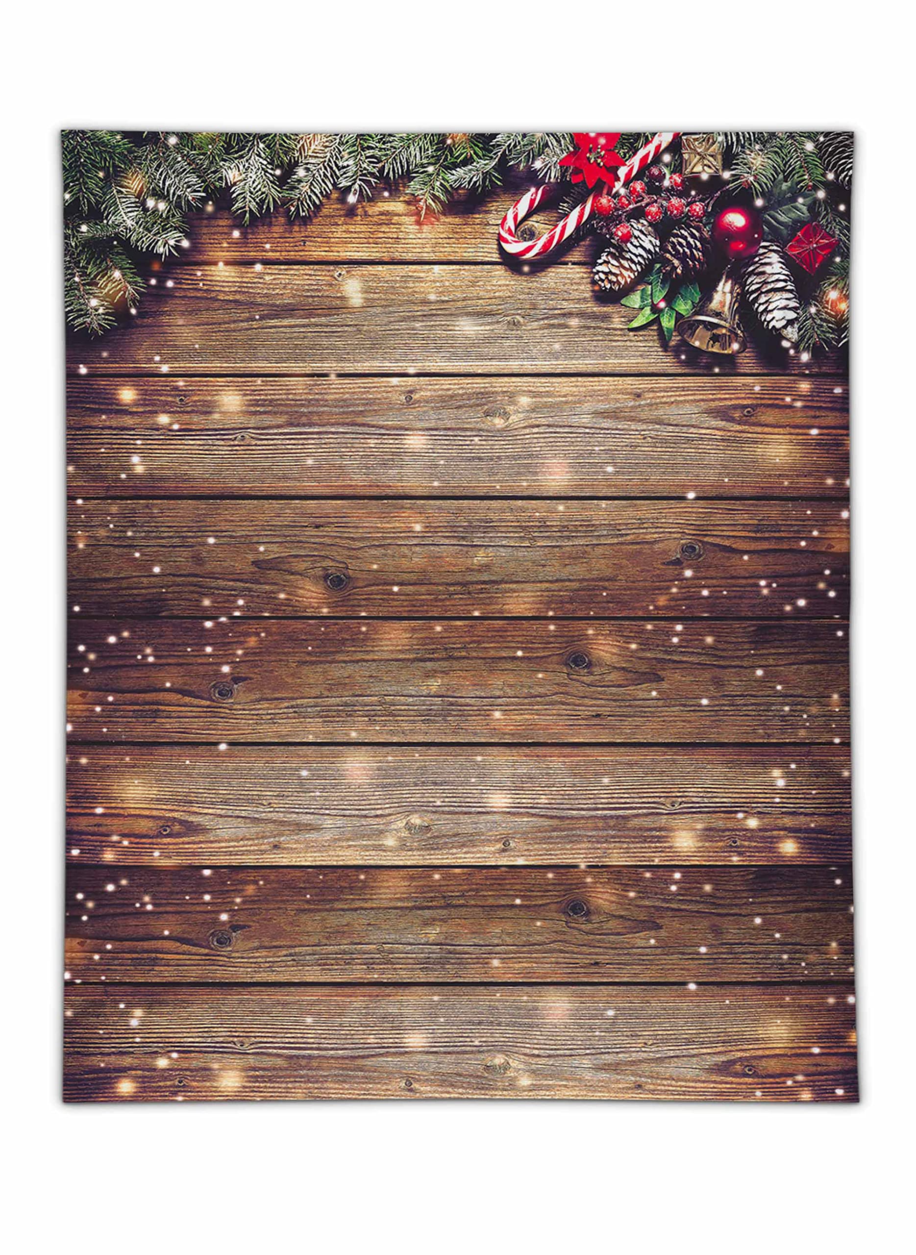 Allenjoy 8X10Ft Snowflake Gold Glitter Christmas Wood Wall Photography Backdrop Xmas Rustic Barn Wooden Floor Background For Chi