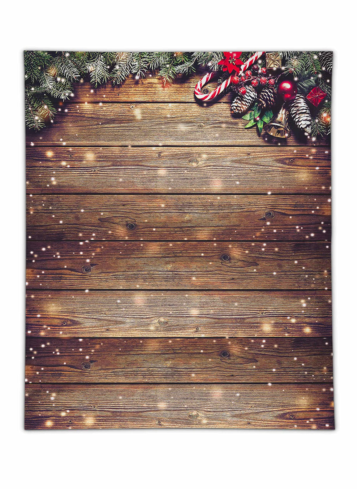 Allenjoy 8X10Ft Snowflake Gold Glitter Christmas Wood Wall Photography Backdrop Xmas Rustic Barn Wooden Floor Background For Chi