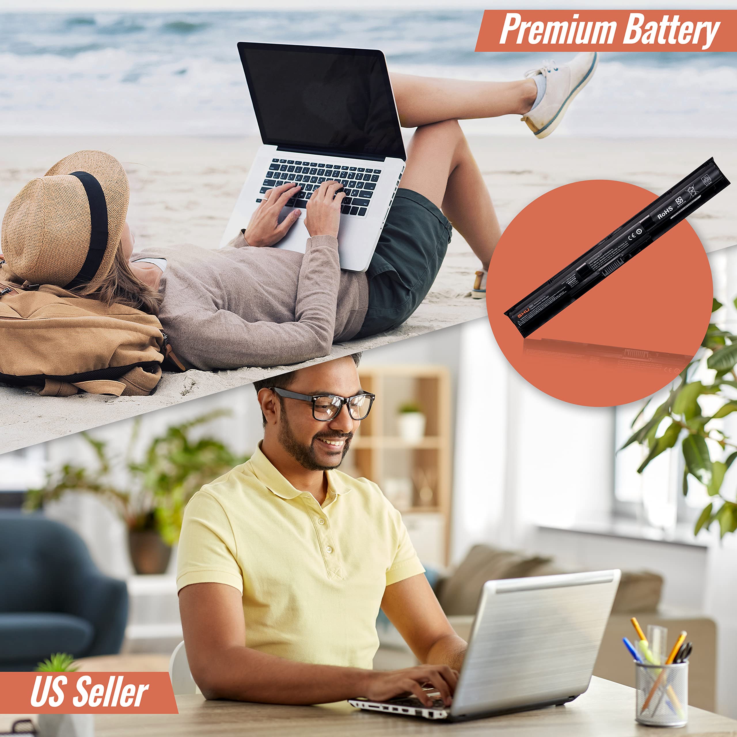 Ghu New Battery 38 Wh 2600Mah K104 Ki04 Hstnn Lb6S Hstnn Lb6T 800049 001 Compatible With Hp Pavilion 14 Ab 15 Ab 17 G 14.8V 4 Ce