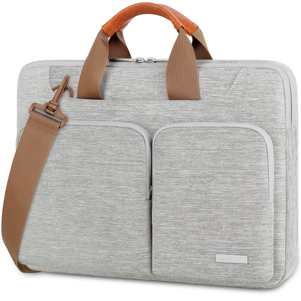 Lacdo 360° Protective Laptop Shoulder Bag, 15-15.6 inch Laptop Sleeve Case for Acer HP Lenovo Dell ASUS Laptop, Acer Aspire, HP Pavilion, Dell Inspiron, Lenovo IdeaPad,ASUS ZenBook Computer Bag, Gray