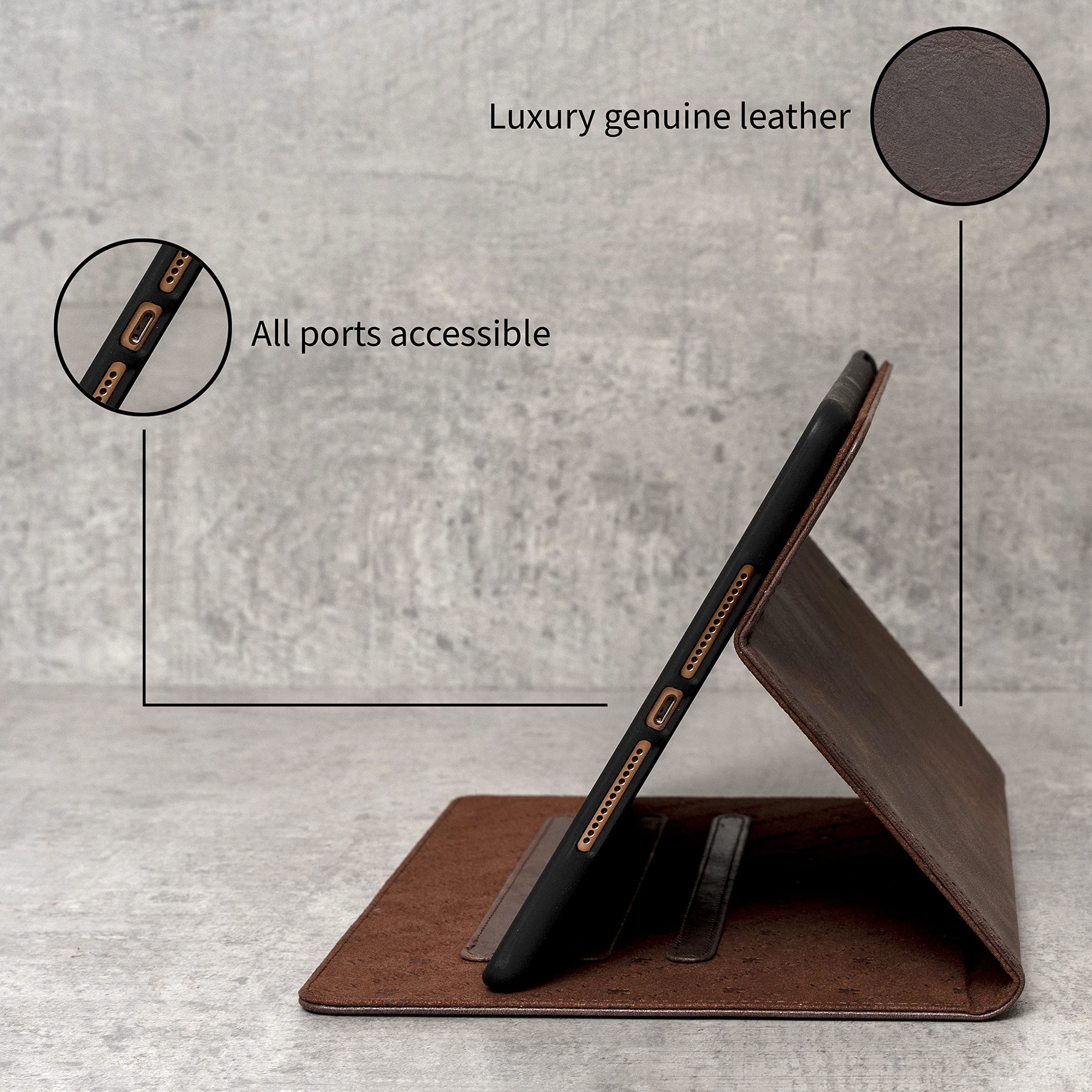 Porter Riley   Leather Case For Ipad 10Th Generation (10.9') 2022 Model. Premium Genuine Leather Stand/Cover/Flip Case (Chocolate Brown)