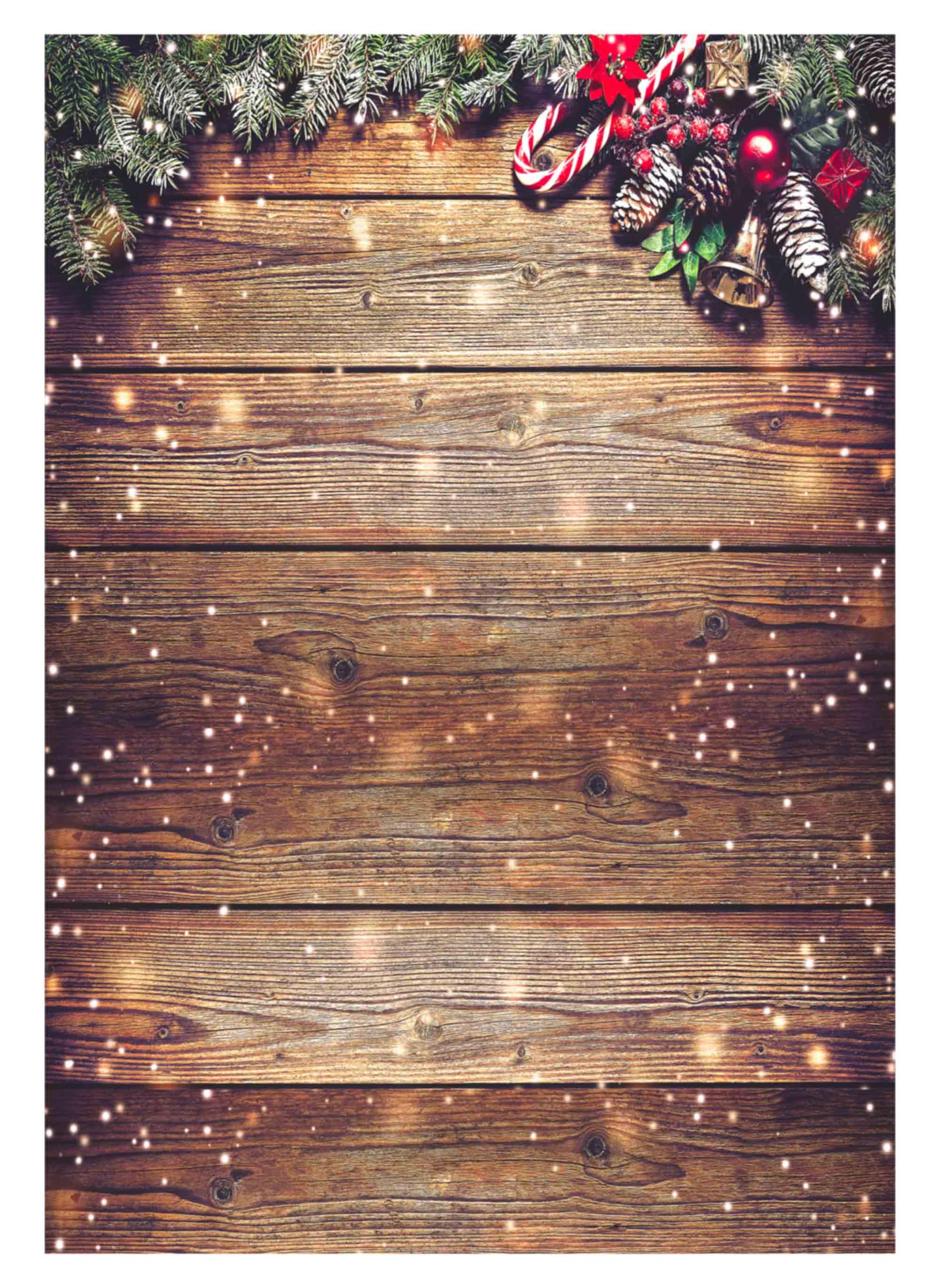 Allenjoy 5X7Ft Snowflake Gold Glitter Christmas Wood Wall Holiday Photography Backdrop Xmas Rustic Barn Vintage Wooden Backgroun