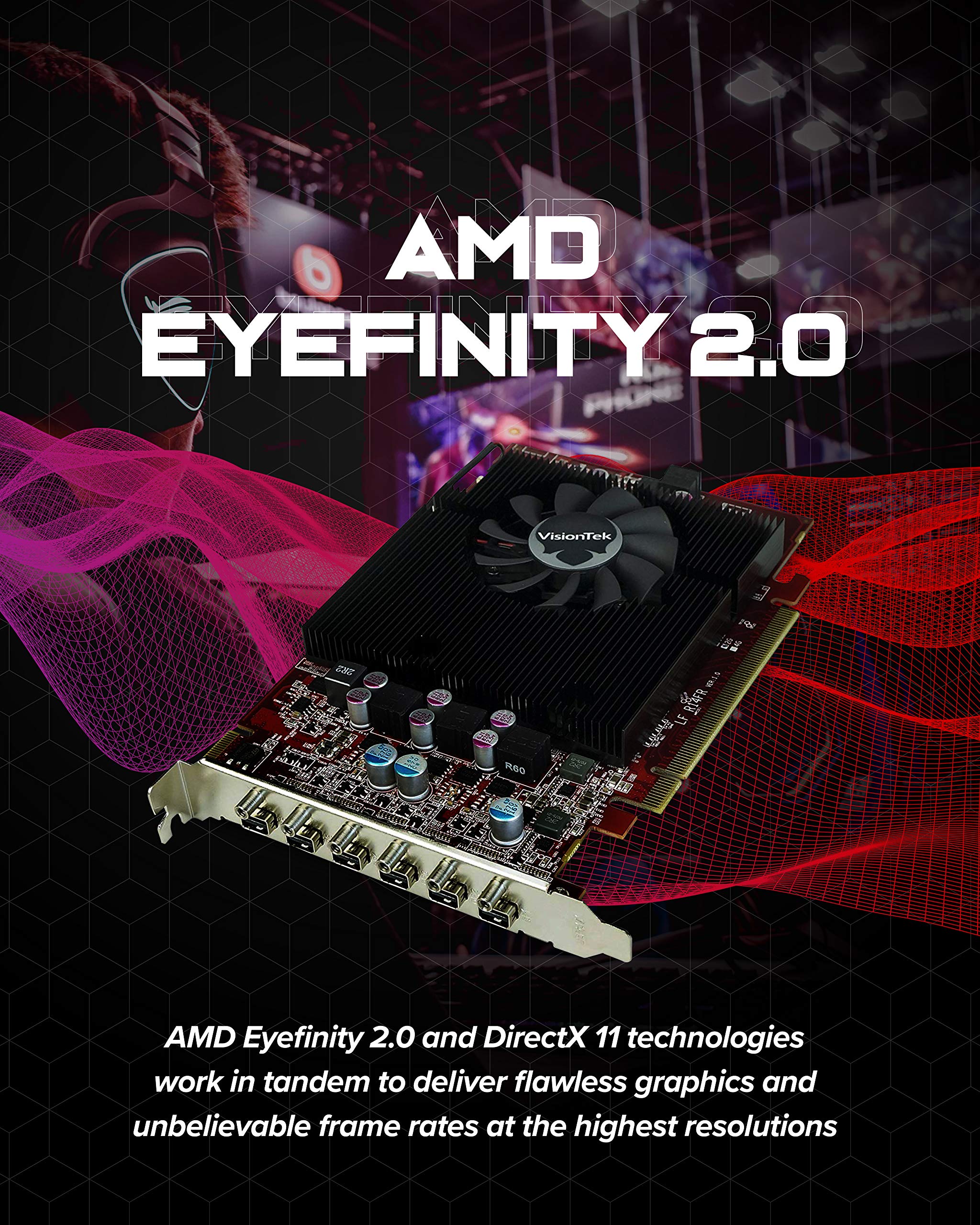 Visiontek Radeon 7750 2Gb Gddr5 6 4K Monitor Graphics Card, 6 Mini Displayport Outputs, Amd Eyefinity 2.0, Pci Express 3.0 Video
