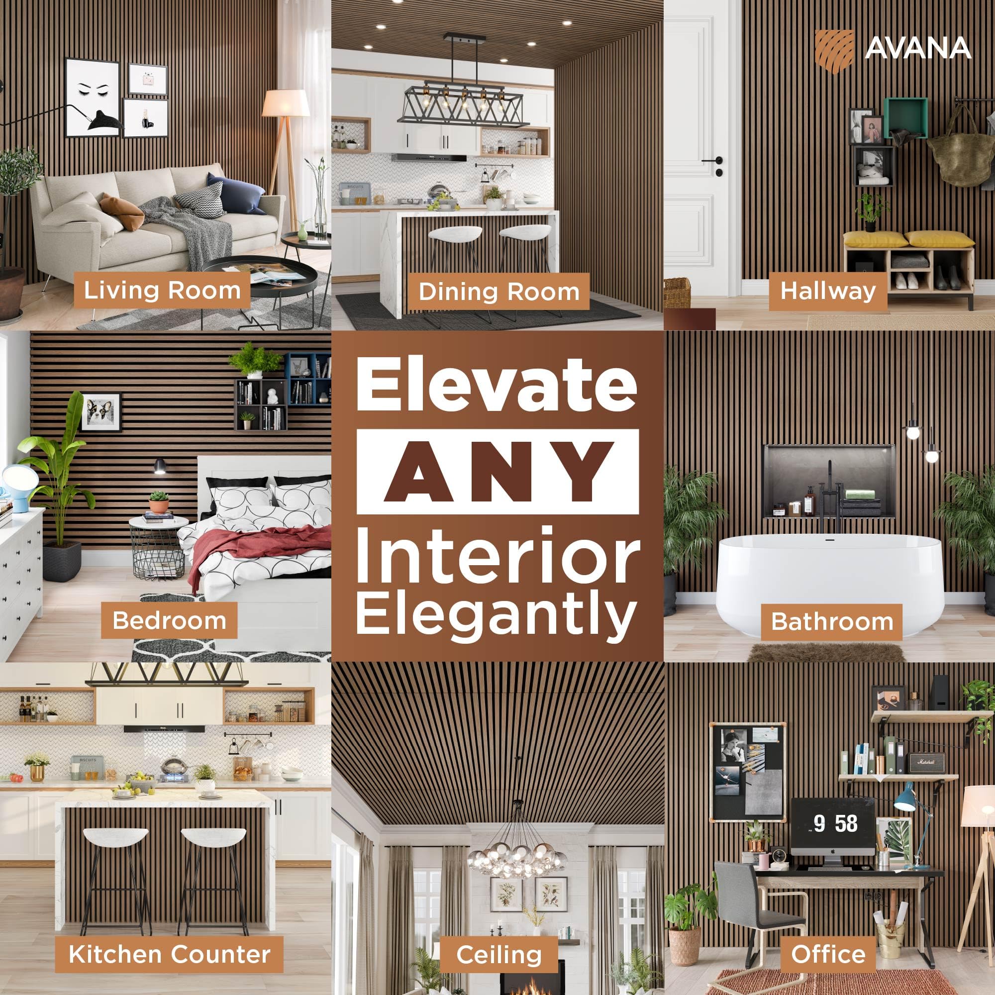 Avana Modern Acoustic Wood Wall Panels   47.2 X 12.6 Inch Smoke Oak Acoustic Panels 1 Pc   Wall Panels For Interior Wall Decor F