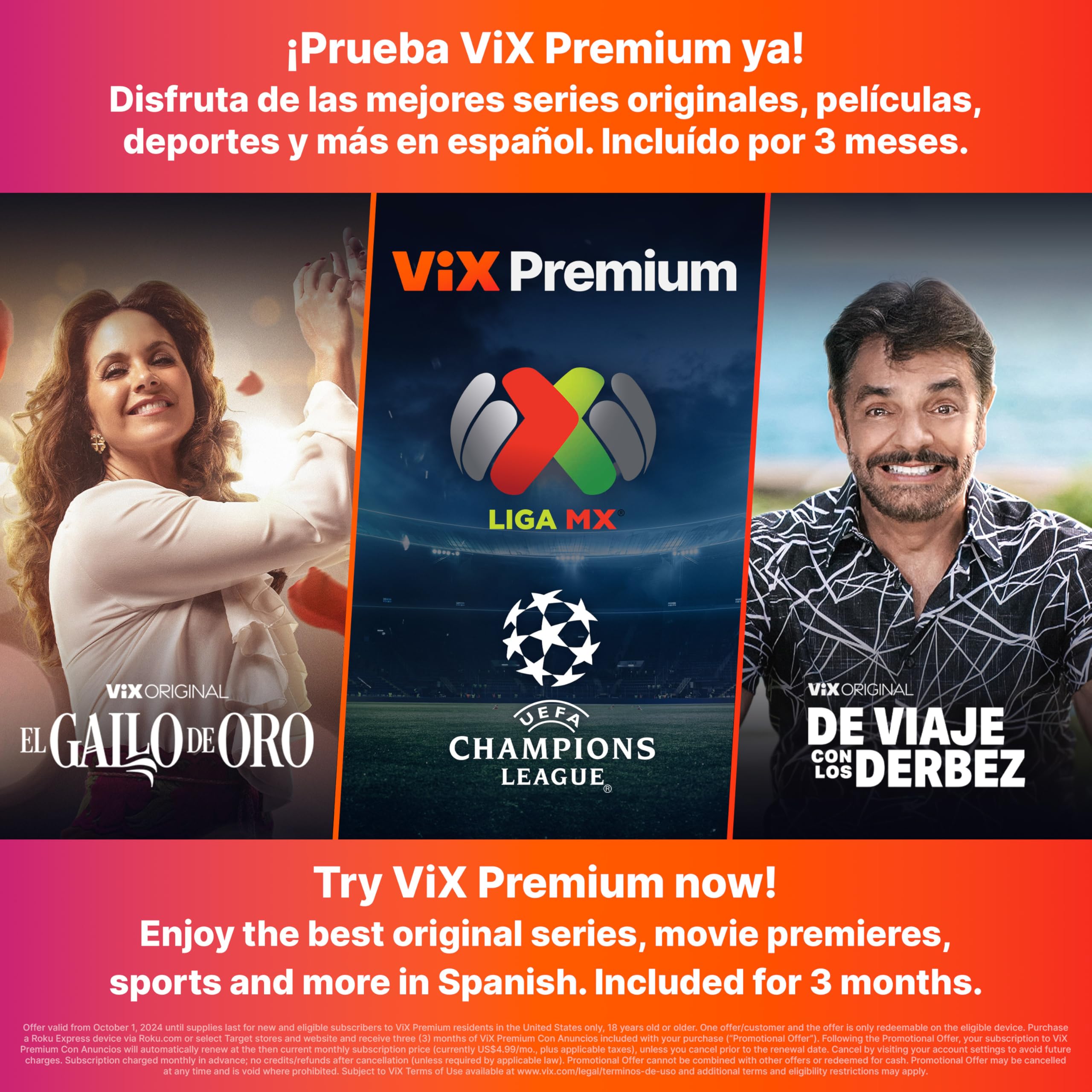 Roku Express Dispositivo De Streaming Hd Para Tv (Spanish Edition)   Con Vix Premium, Control Remoto Con Botones De Acceso R?Ido