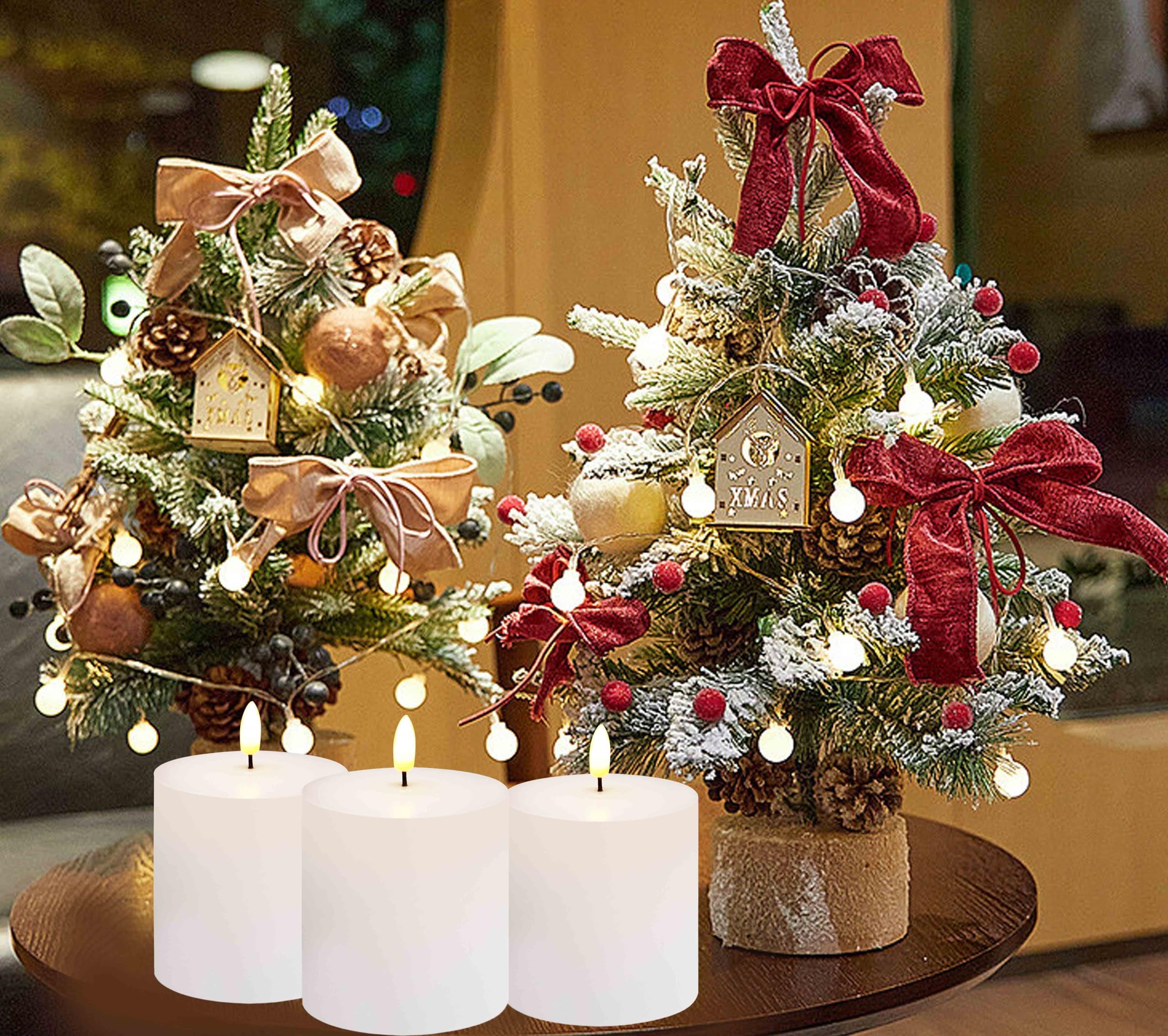 Bilymate White Wax Flameless Candles,Battery Operated Led Pillar Candles With Remote And Timer For Valentines Home Wedding Birth