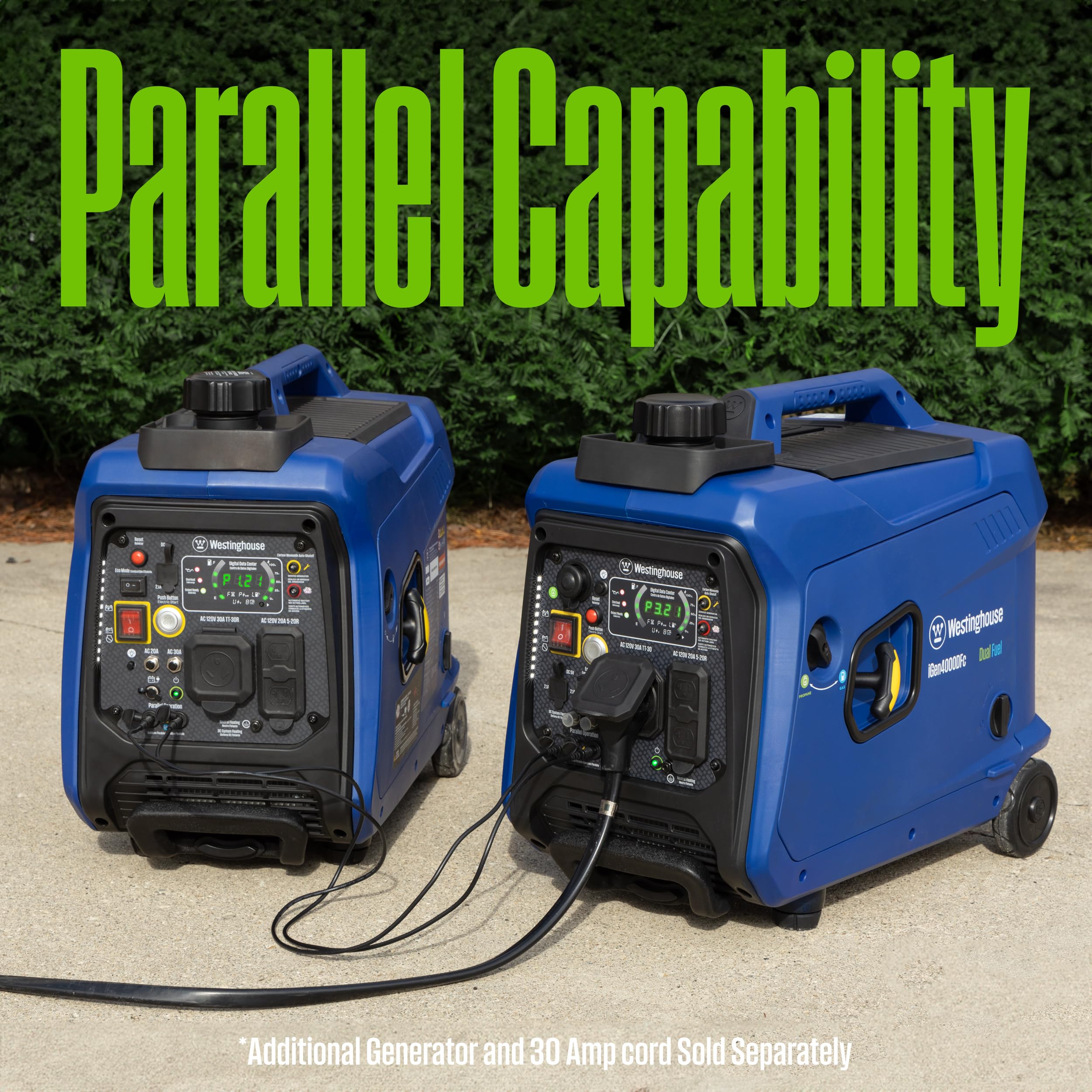 Westinghouse Outdoor Power Equipment 4000 Peak Watt Super Quiet Dual Fuel Portable Inverter Generator, Remote Electric Start, Ga