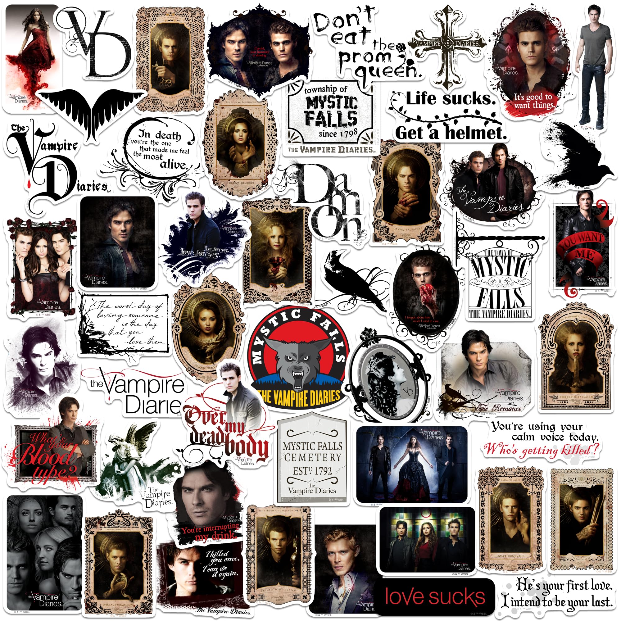 The Vampire Diaries 50Ct Vinyl Large Deluxe Stickers Variety Pack   Laptop, Water Bottle, Scrapbooking, Tablet, Skateboard, Indo