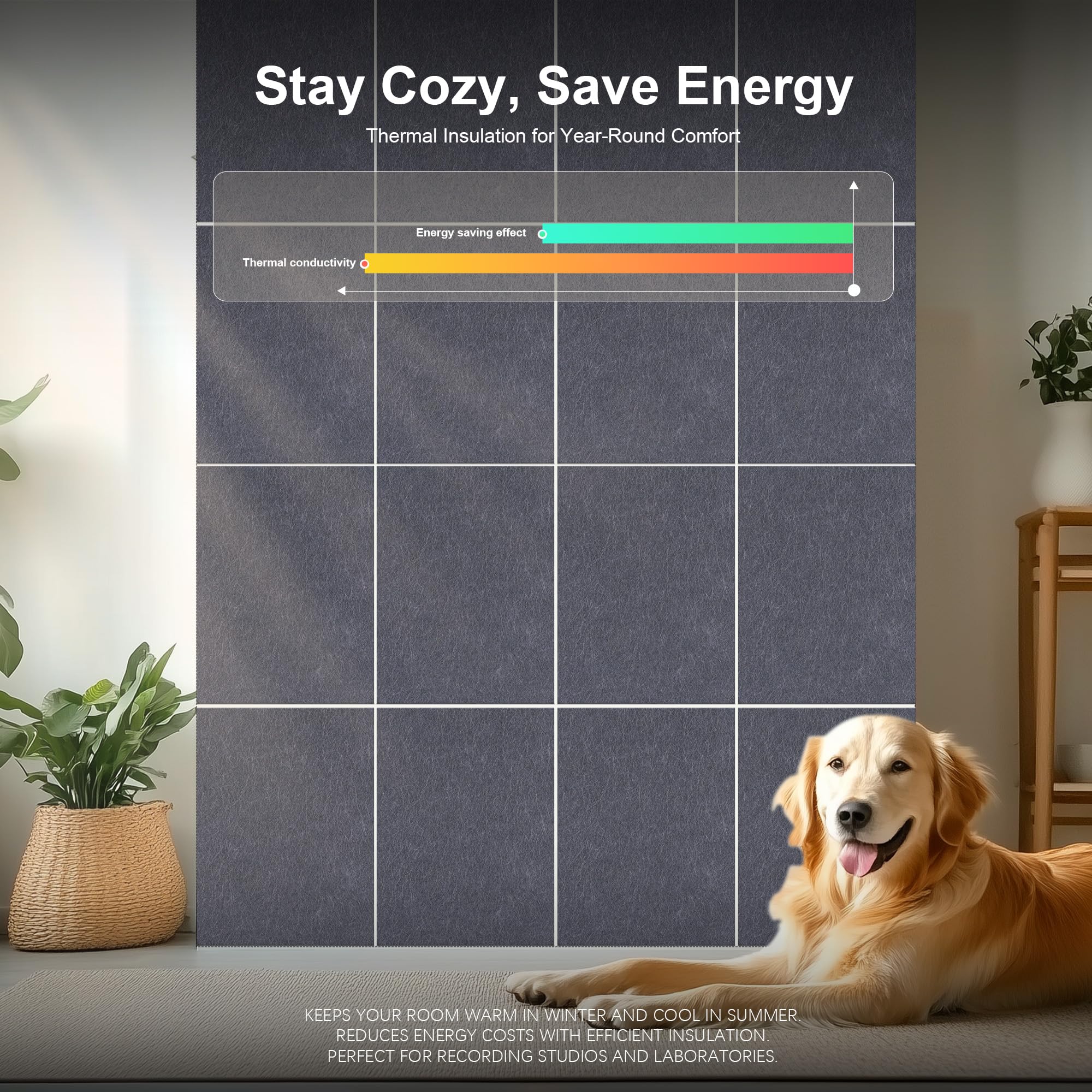 Woven Sound Large Acoustic Panels, High Density, Sound Dampening, Decorative Noise Blocker Felt Wall Tiles For Ceilings, Home Of