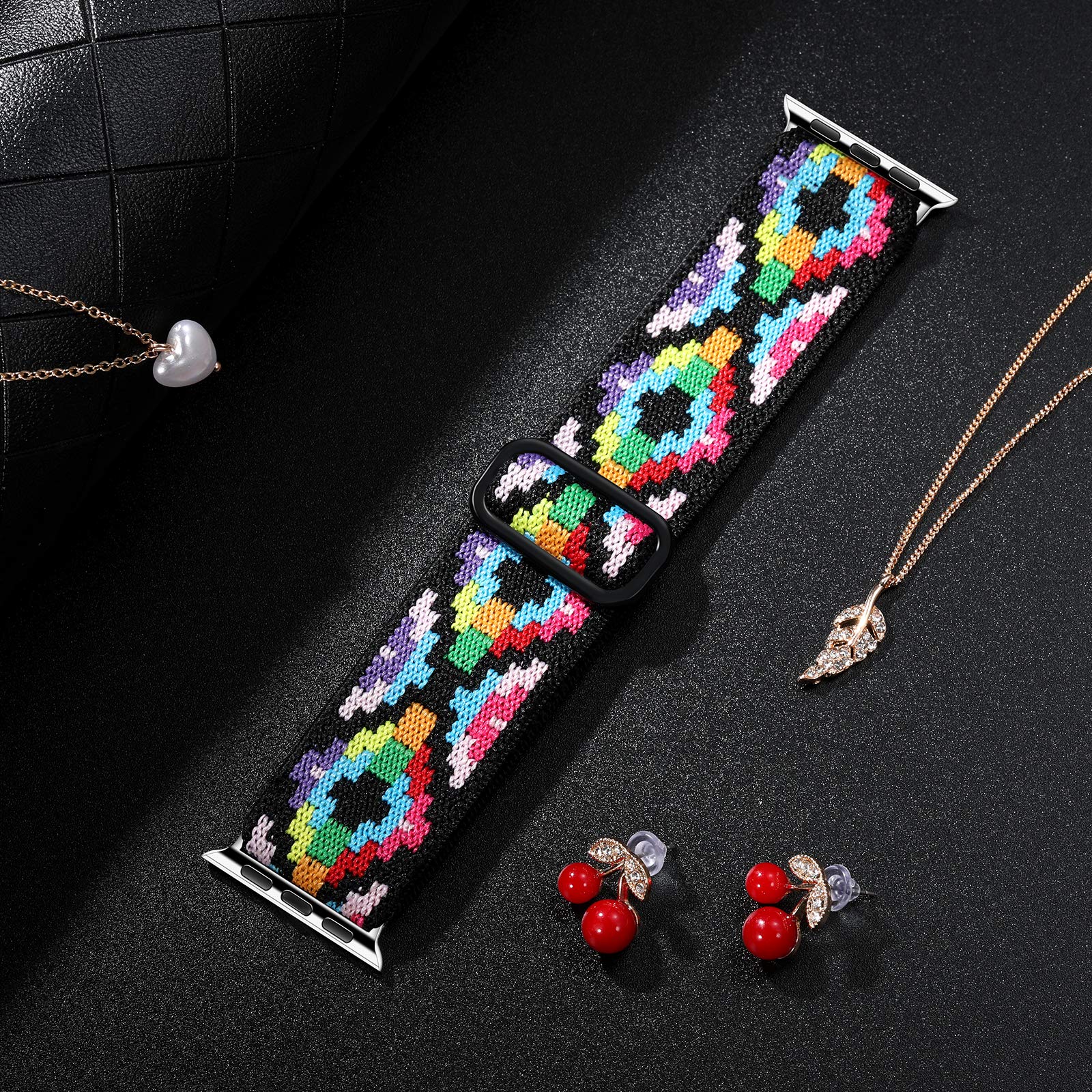 Vcegari Stretchy Nylon Solo Loop Compatible With Apple Watch Bands For Women 40Mm 41Mm 38Mm 42Mm 44Mm 45Mm 46Mm 49Mm, Adjustable