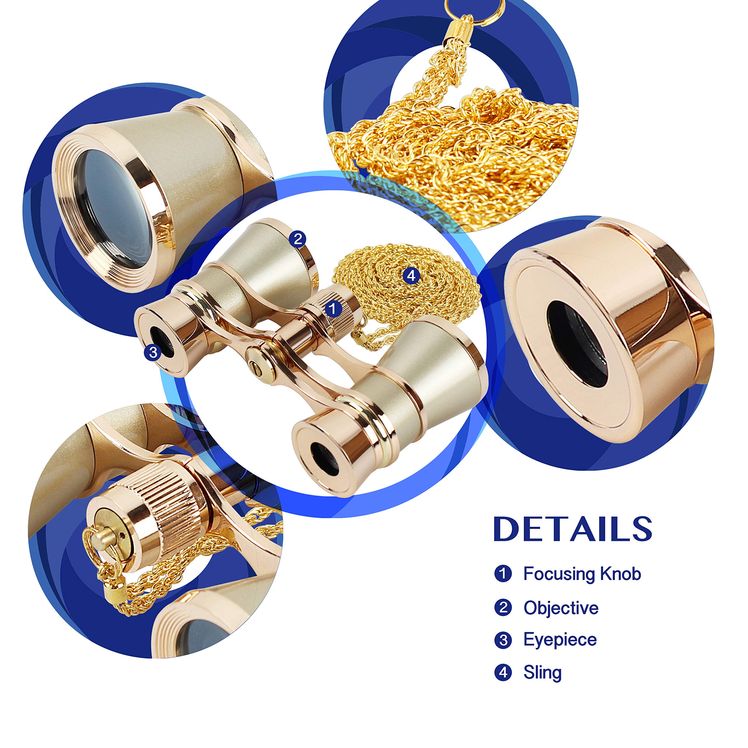 Aomekie Opera Glasses Binoculars 3X25 Lorgnette Theater Glasses Mini Binocular Compact With Handle For Adults Kids Women In Musi