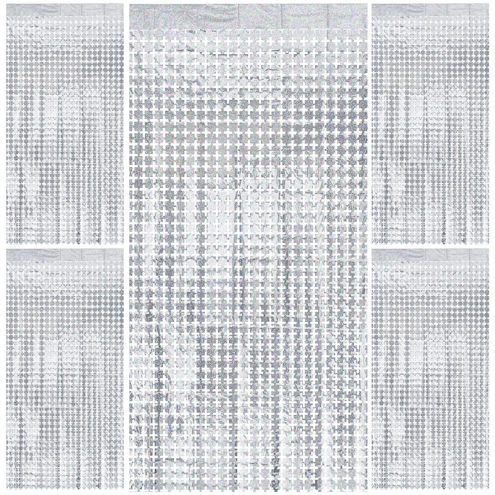 Silver Streamers Metallic Tinsel Foil Fringe Curtains, Door Streamer Photo Booth Backdrop For Birthday Graduation Engagement Bri