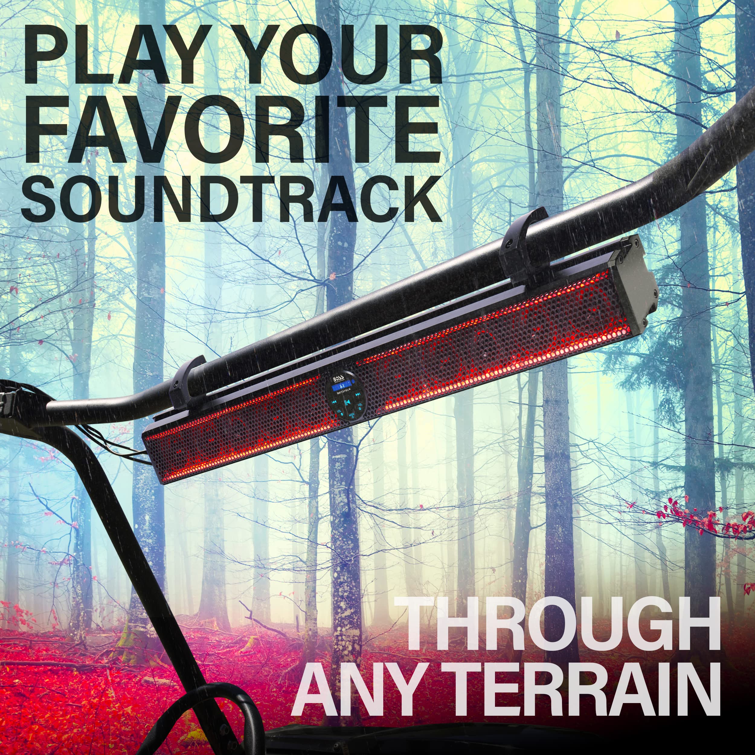 Boss Audio Systems Brt37Slr Atv Utv Sound Bar   37 Inches Wide, 3 Inch Speakers, 1 Inch Tweeters, Full Range, Ipx5 Weatherproof,