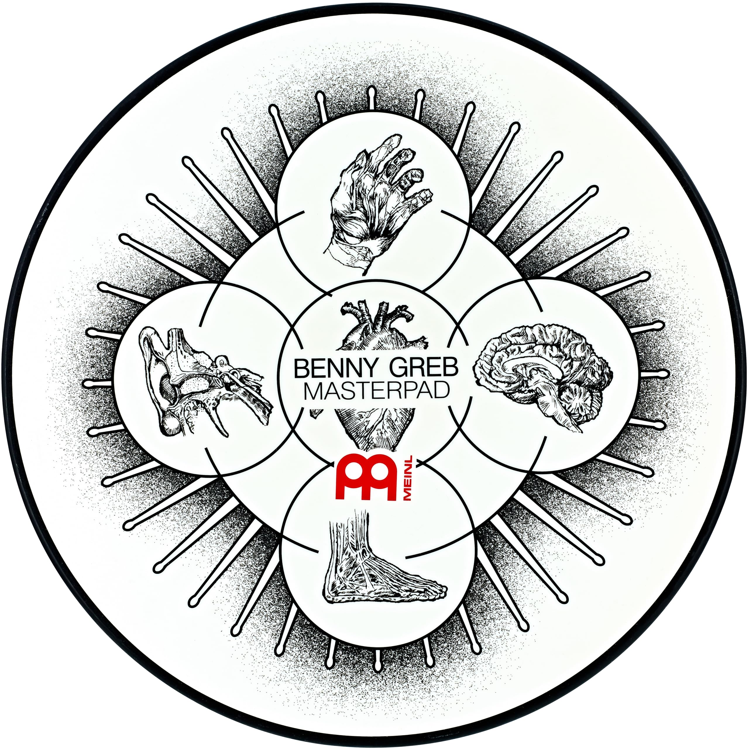 Meinl Cymbals Artist Series 12'' Drum Practice Pad, Benny Greb Signature Masterpad, Silicone   Medium Rebound And Controlled Vol