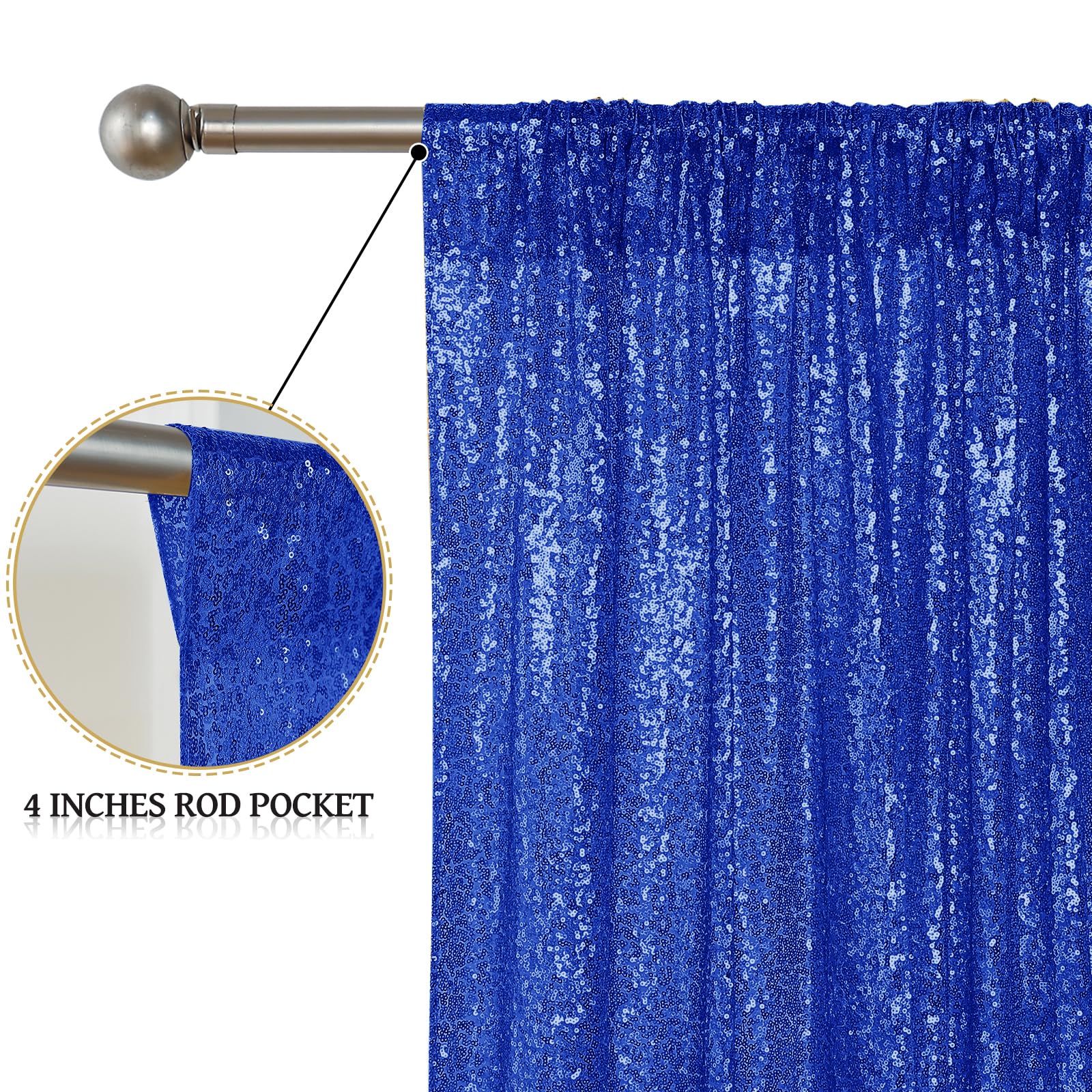 Sugargirl Navy Blue Sequin Backdrop Curtain 4 Panels 2Ftx8Ft Glitter Navy Blue Background Drapes Sparkle Photography Backdrop Fo