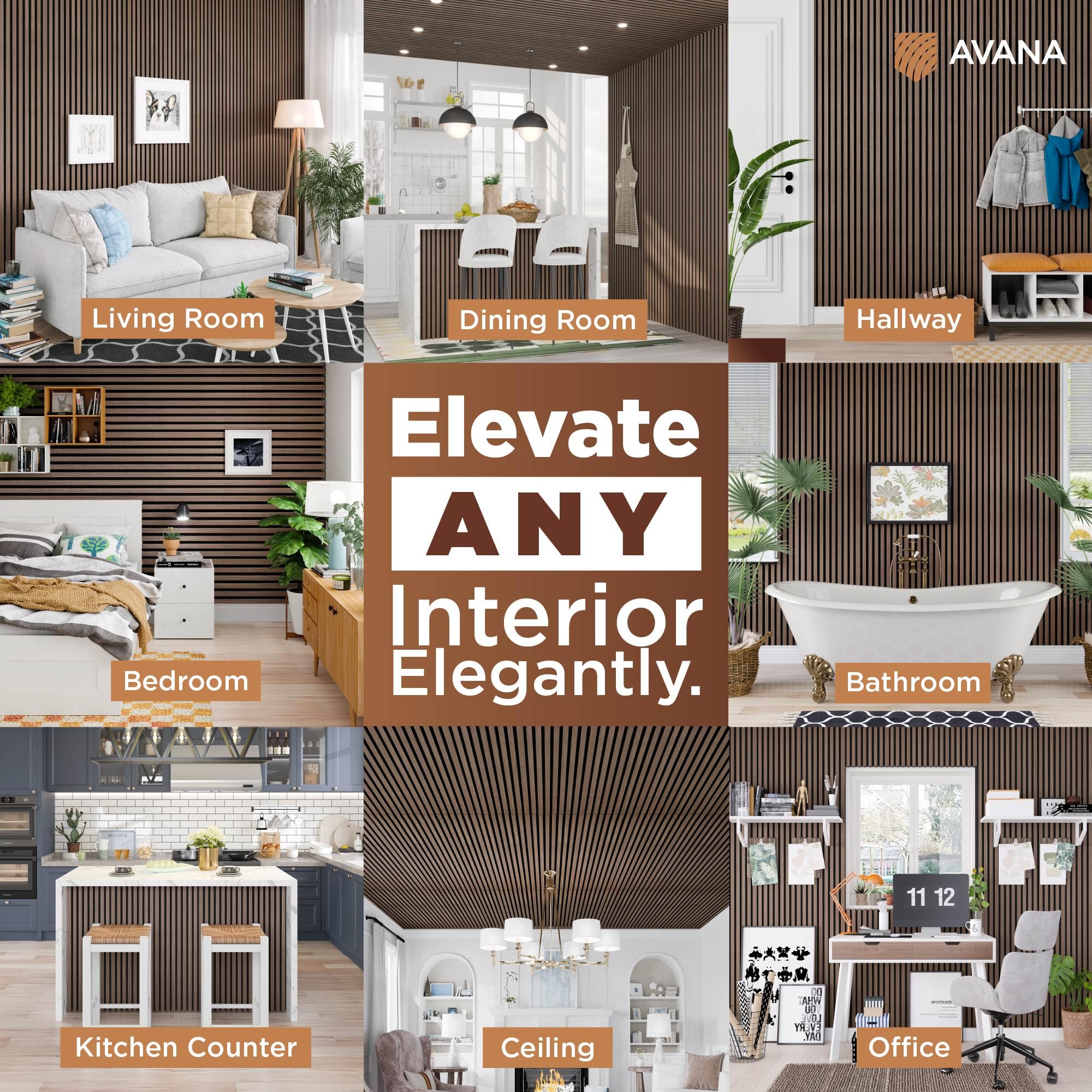 Avana Acoustic Wood Wall Panels   47.2 X 12.6 Inch Walnut Acoustic Panels 1 Pc   Wall Panels For Interior Wall Decor For Homes,