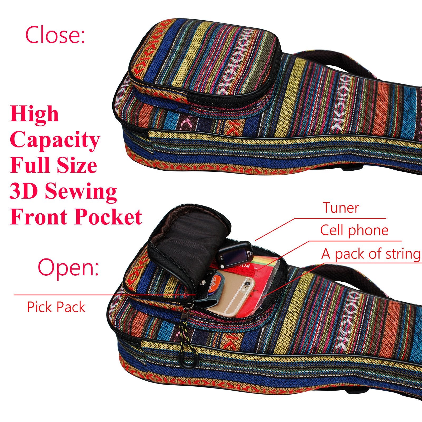 Music First 26'' Tenor Country Style Ukulele Bag Gig Bag Ukulele Case Ukulele Cover Version 3.0