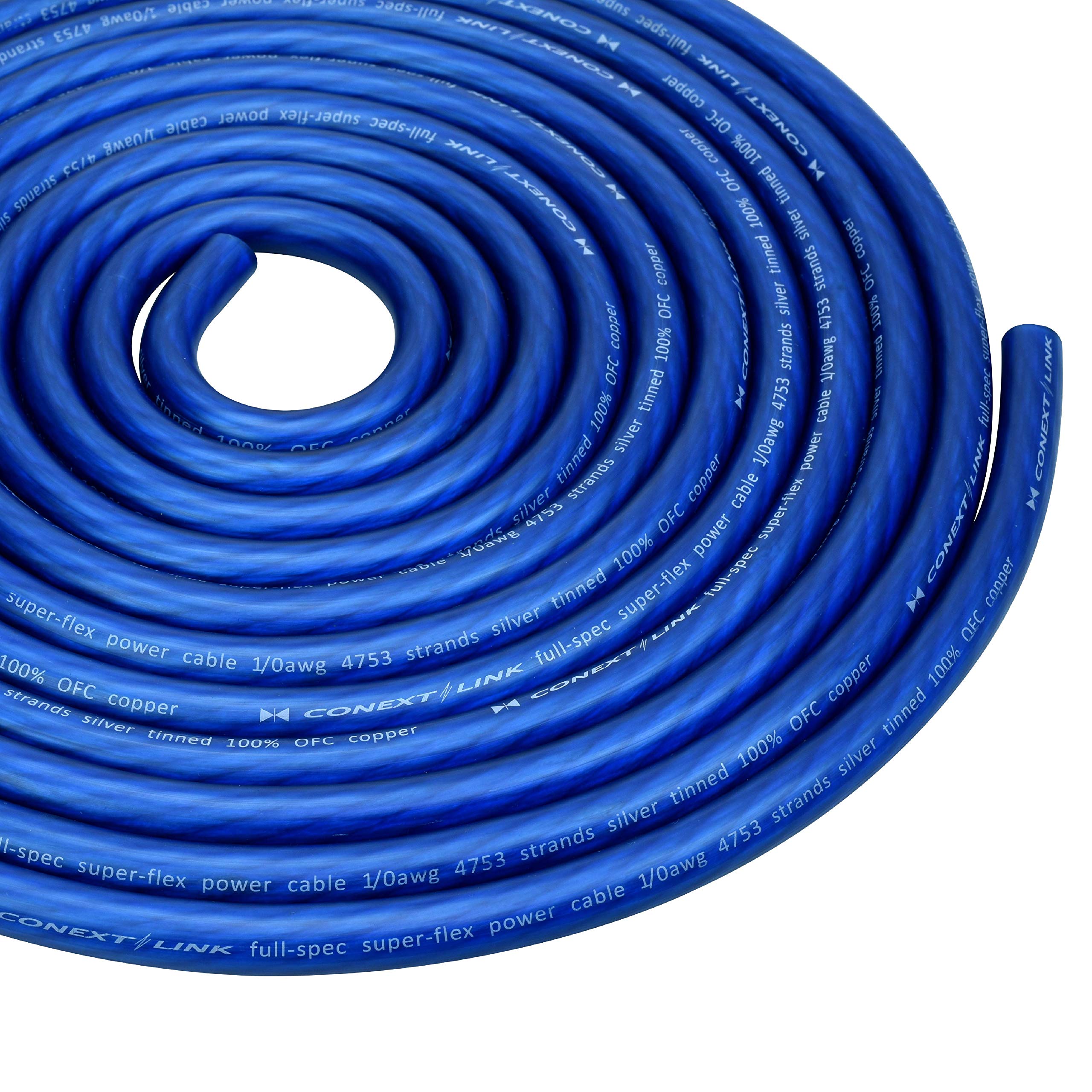 Conext Link 20 FT 1/0 AWG 0 GA Full Gauge Battery Power Cable Ground Wire Frost Blue OFC Copper