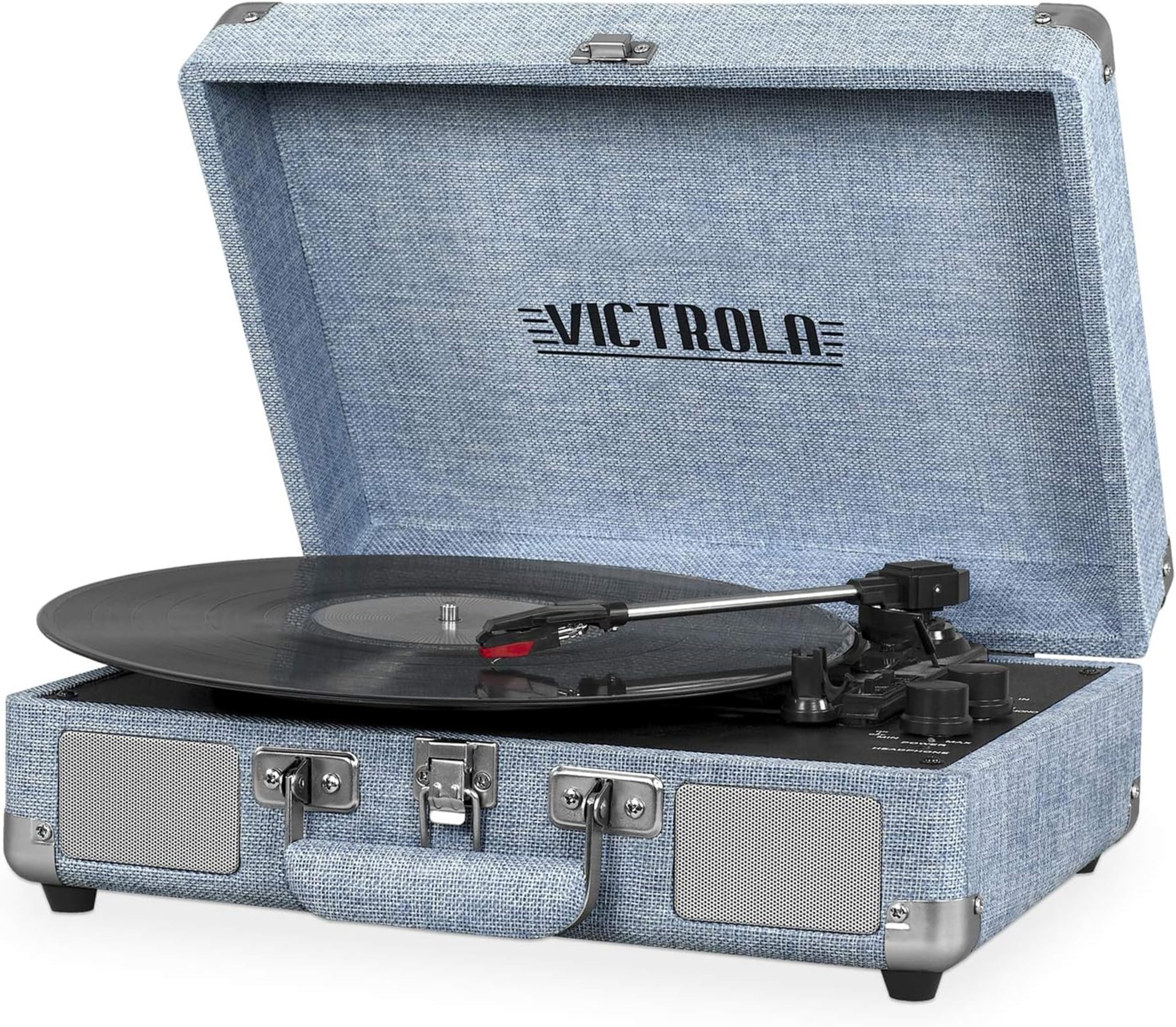 Victrola Journey Bluetooth Portable Suitcase Record Player - with Built-in Speakers, 3 Speed Vinyl Record Player, RCA Out, Headp