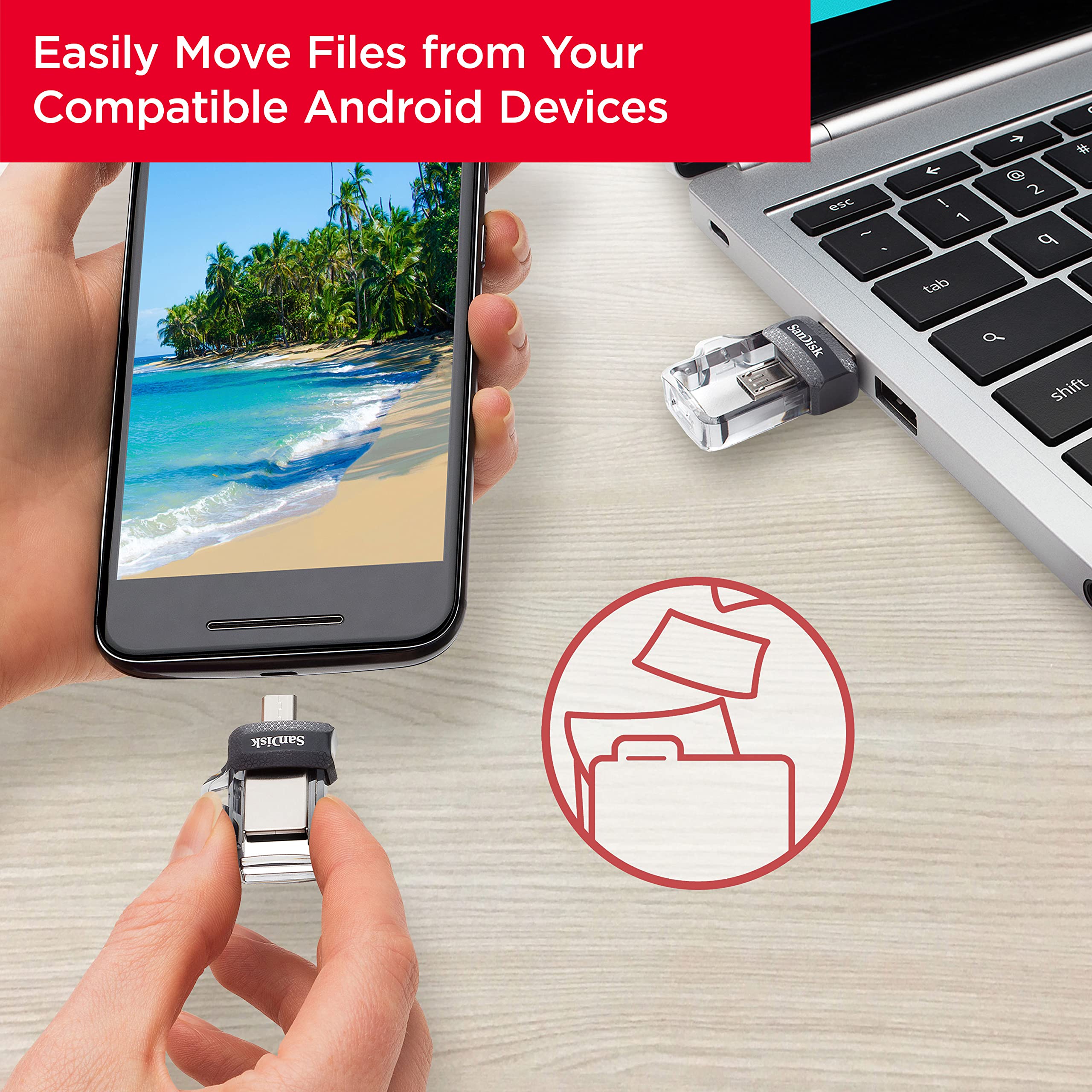 Sandisk 256Gb Ultra Dual Drive M30 For Android Devices And Computers   Microusb, Usb 30   Sddd3 256G Gam46