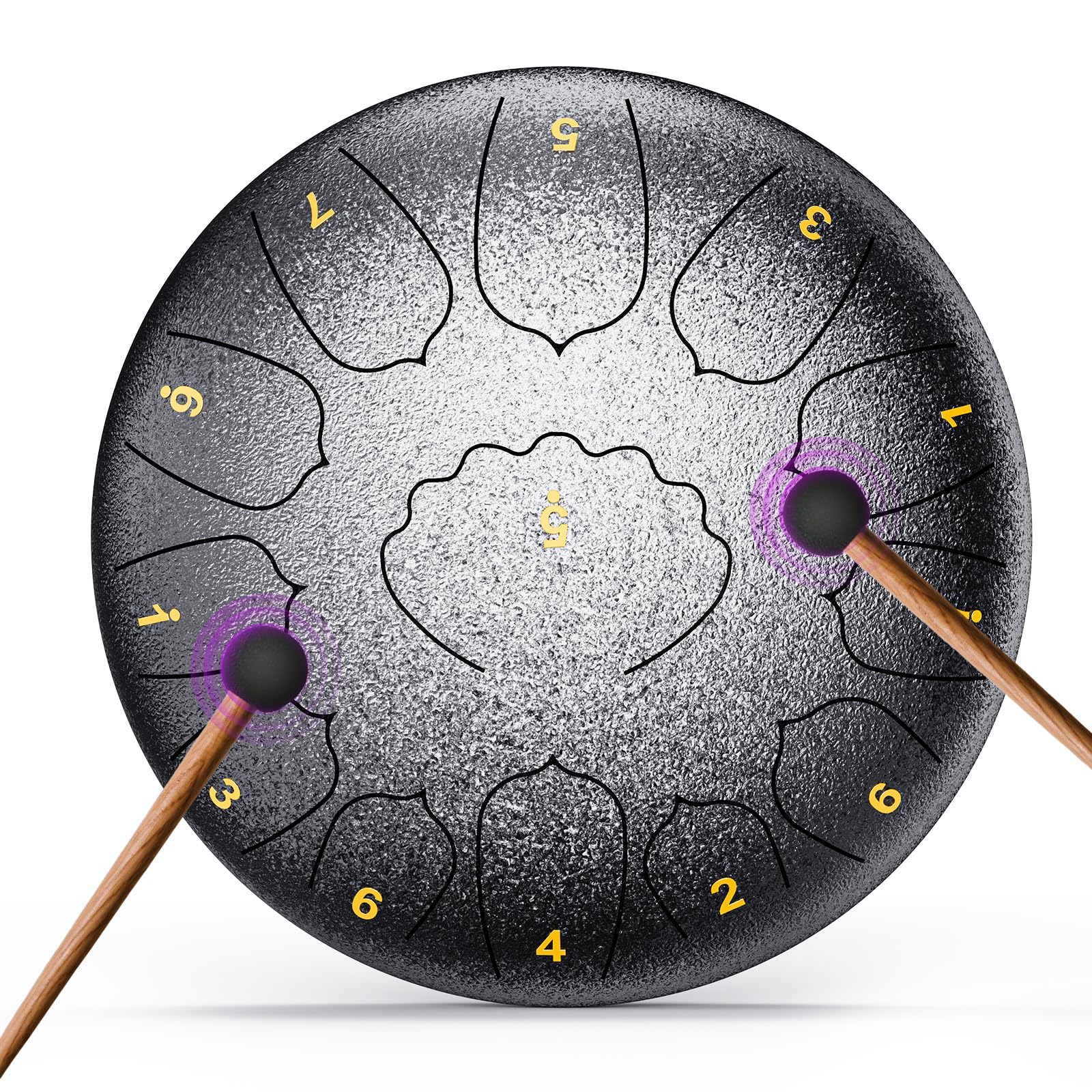 Professional Steel Tongue Drum for Adults & Kids - 8/12 inch Hand Percussion Instrument Rain Drum with 11/13 Notes for Yoga, Med