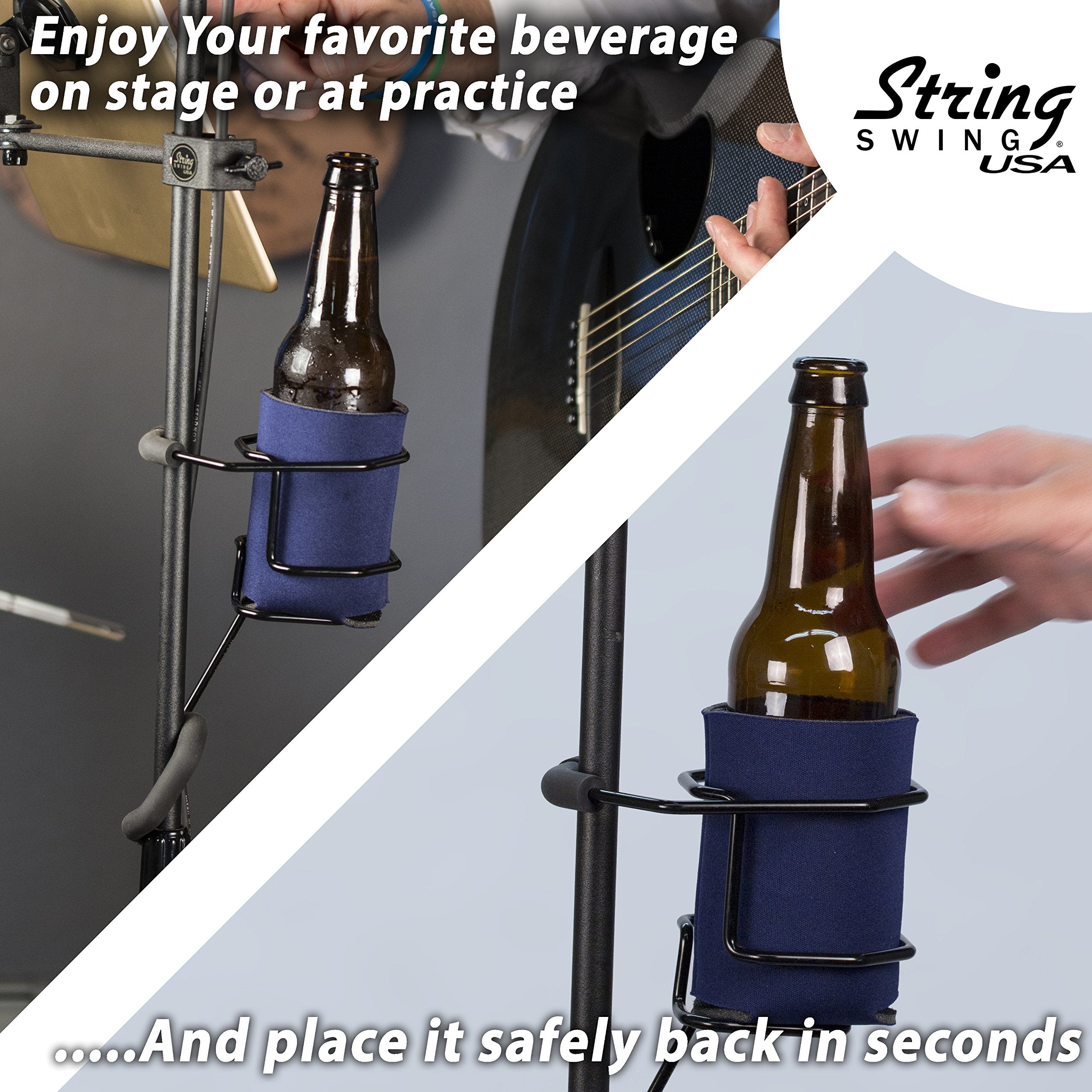 String Swing Sh01 Mic Stand Drink Holder For Coffee Travel Mug And Water Bottle   Made In Usa Black