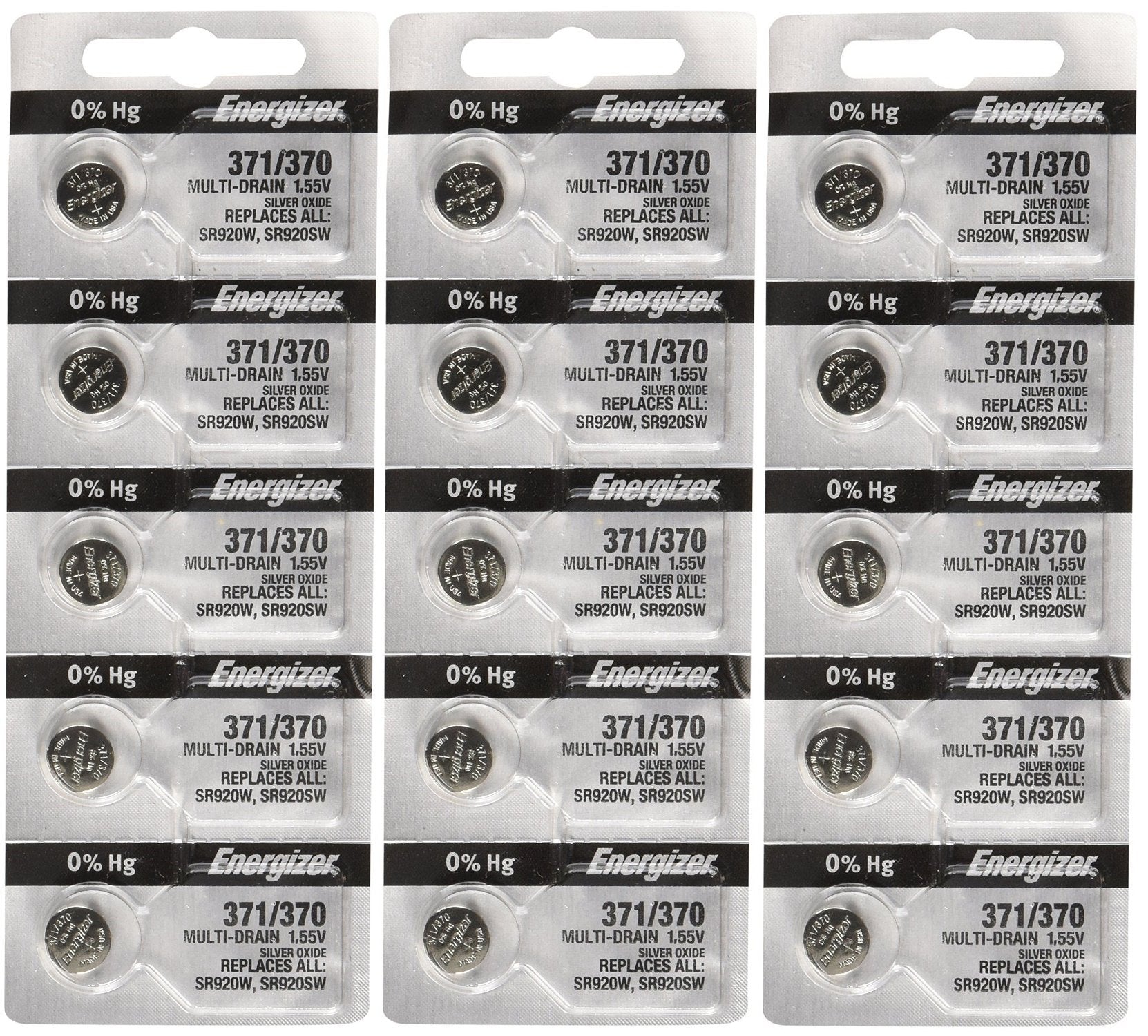 Energizer 371 Or 370 Button Cell Silver Oxide Sr920Sw 15 Watch Batteries