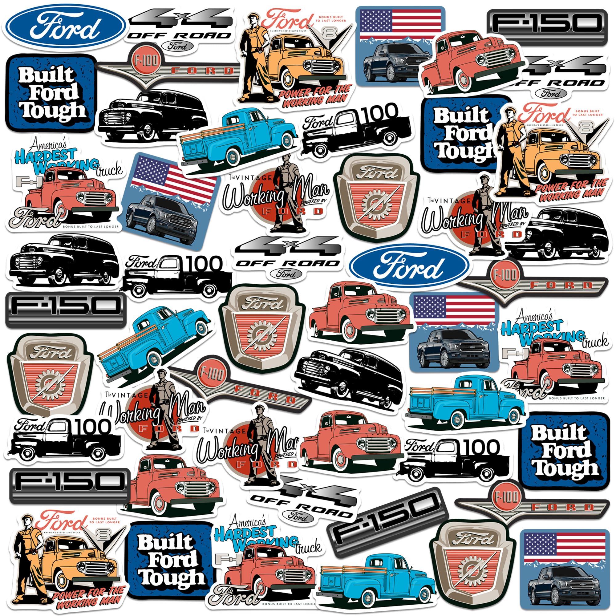 Ford Truck 50Ct Vinyl Large Deluxe Stickers Variety Pack   Laptop, Water Bottle, Scrapbooking, Tablet, Skateboard, Indoor/Outdoo