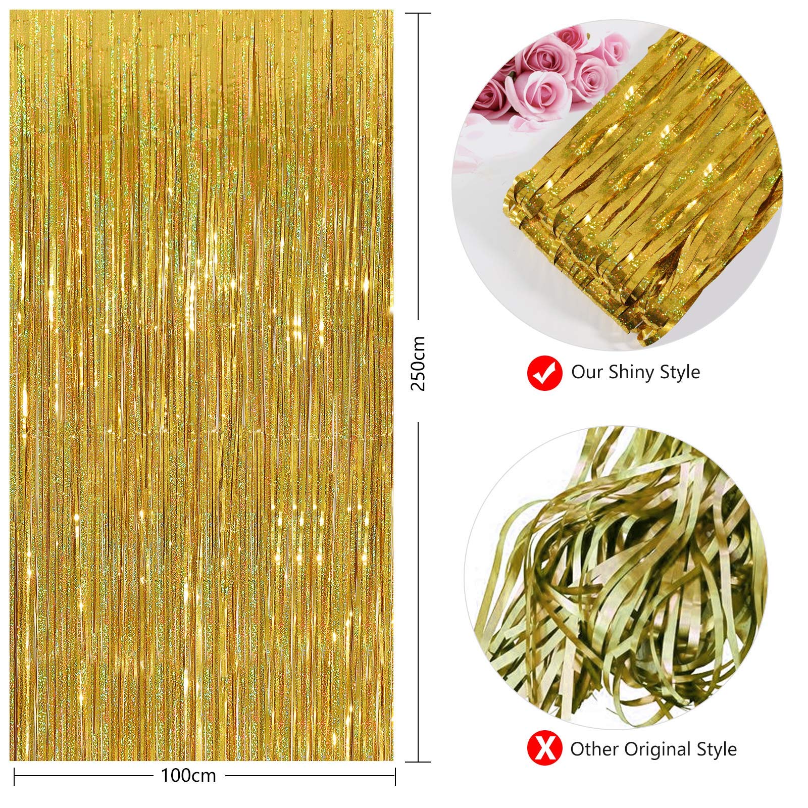 Cylmfc Gold Fringe Curtain   2 Packs 3Ftx8Ft Sparkle Metallic Party Backdrop Curtain Photo Booth Props Birthday Decorations Gold