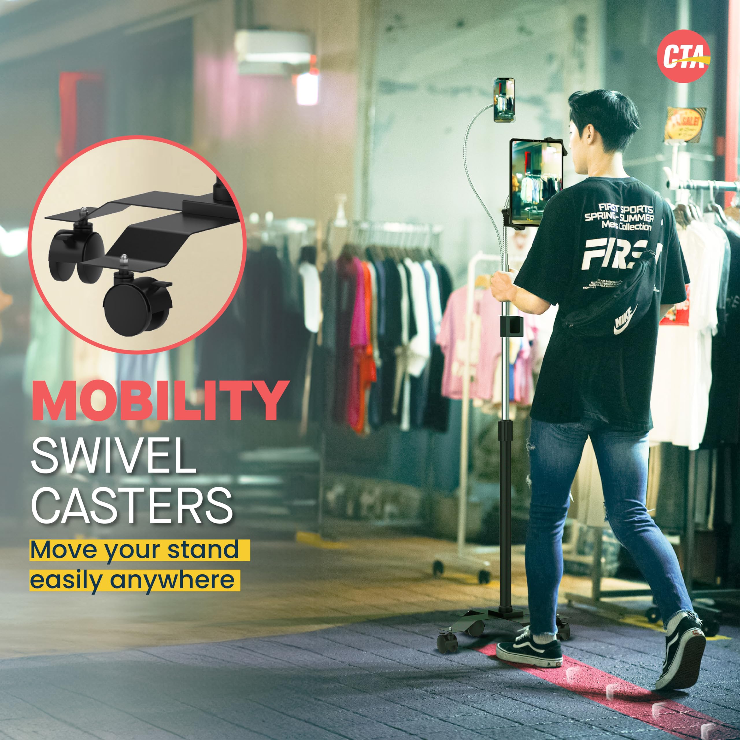 Universal Dual Gooseneck Floor Stand For Tablets & Smartphones   Compatible With Ipad 10.2 Inch (7Th 9Th Generation), Ipad Air,