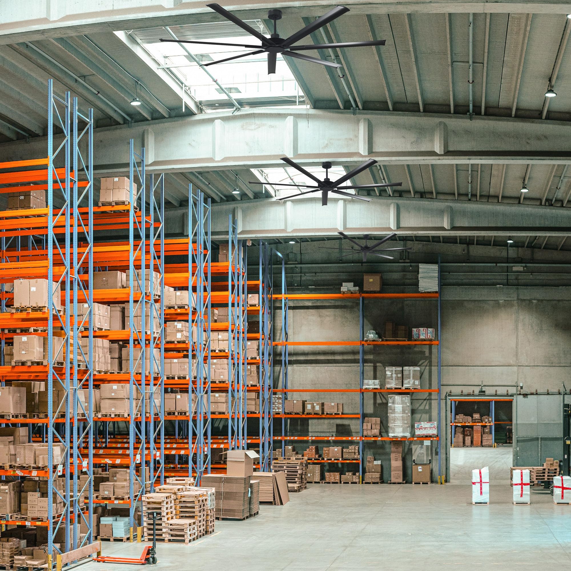 100 Inch Ceiling Fans Without Lights, Black Industrial Large Ceiling Fan No Light For Living Room Shop Garage Bedroom Indoor Out