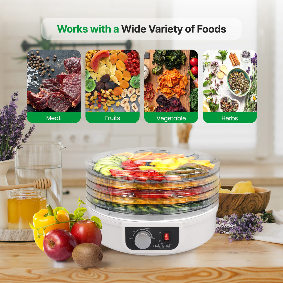 Nutrichef Food Dehydrator Machine | Dehydrate Beef Jerky, Meats, Mushr ...