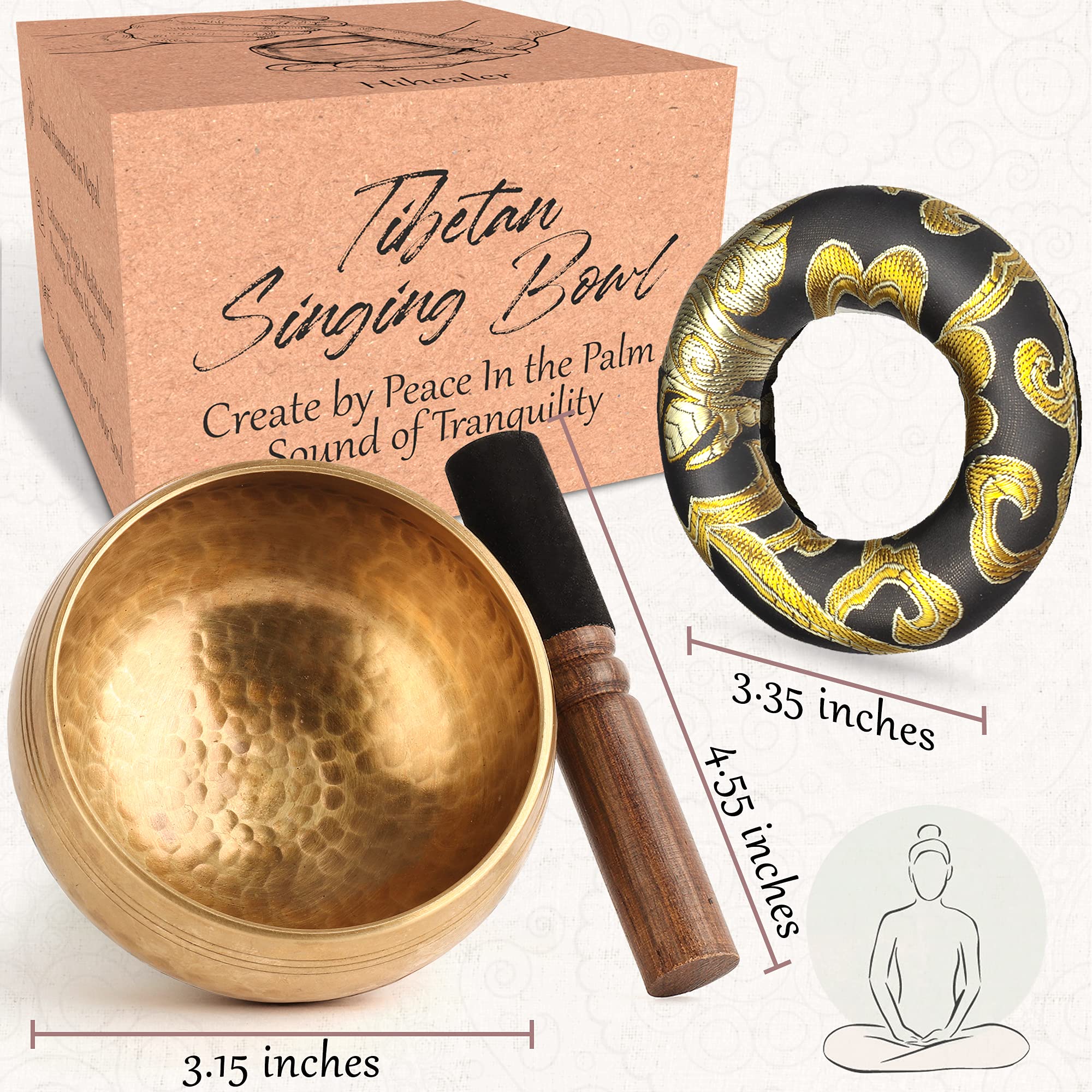 Relaehih Tibetan Singing Bowls Set-100% Hand-Hammered In Nepal Sound Bowl For Meditation, Yoga, Chakra, Meditation Accessories,