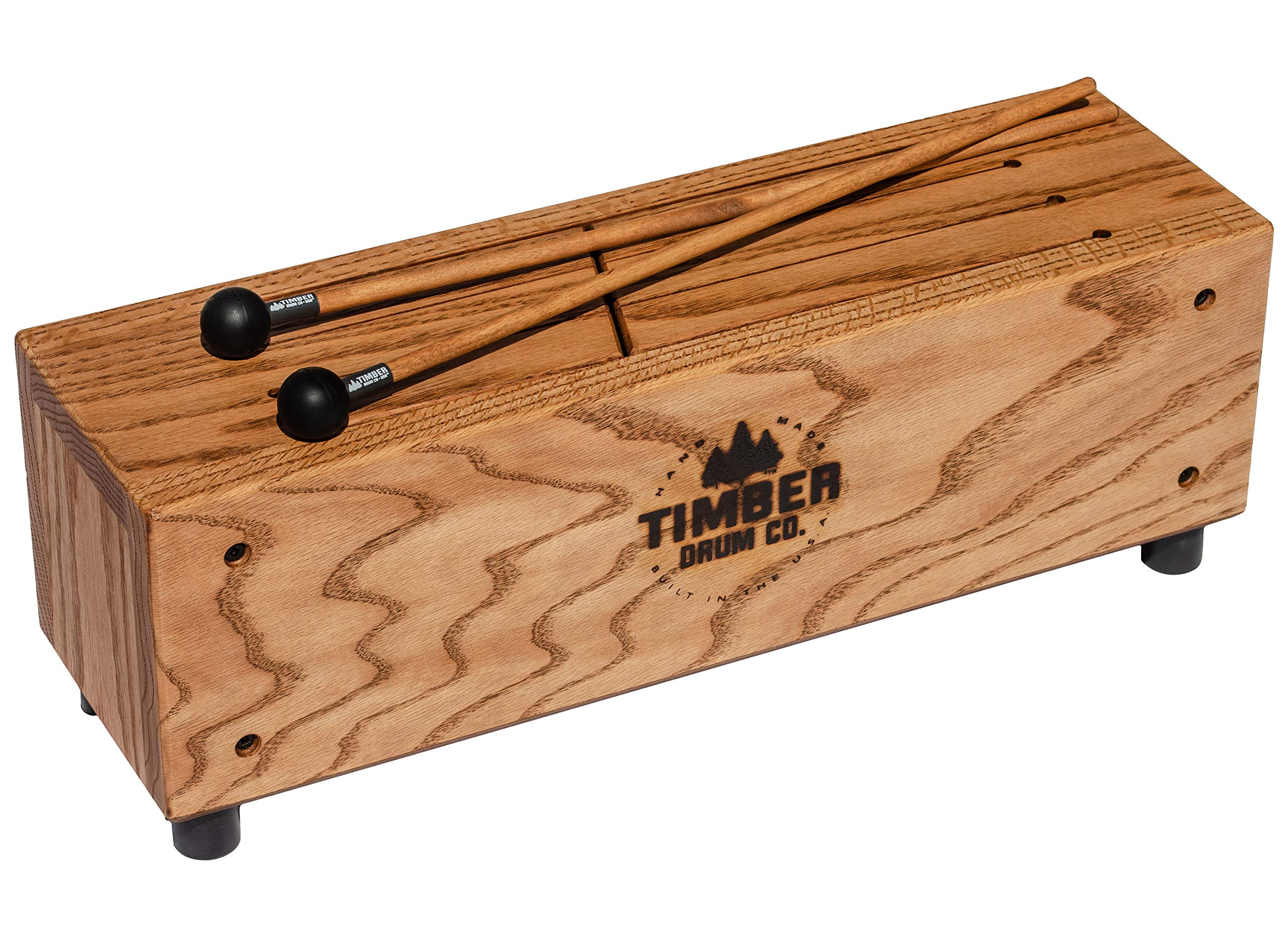 Timber Drum Co. Slit Tongue Log Drum With Mallets   Made In U.S.A.   Six Soft Melodic Notes From Pre Tuned Scale For Pleasant So