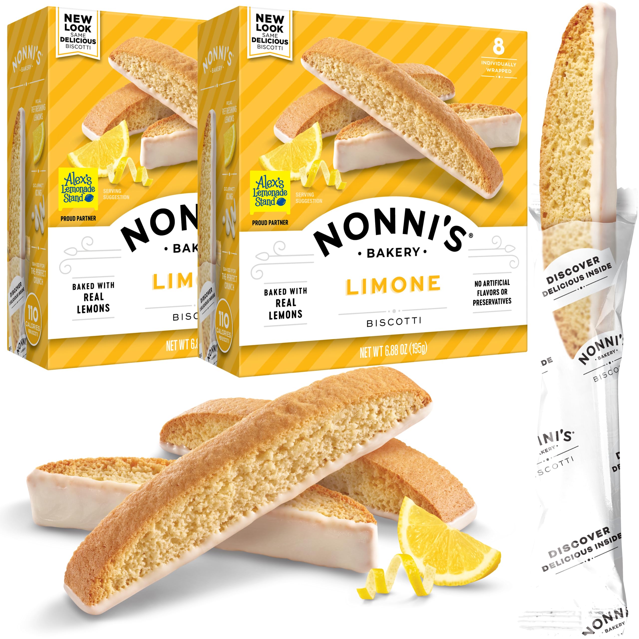 Nonni'S Limone Biscotti Italian Cookies   2 Boxes Lemon Cookies   Biscotti Individually Wrapped Cookies   Lemon Italian Biscotti