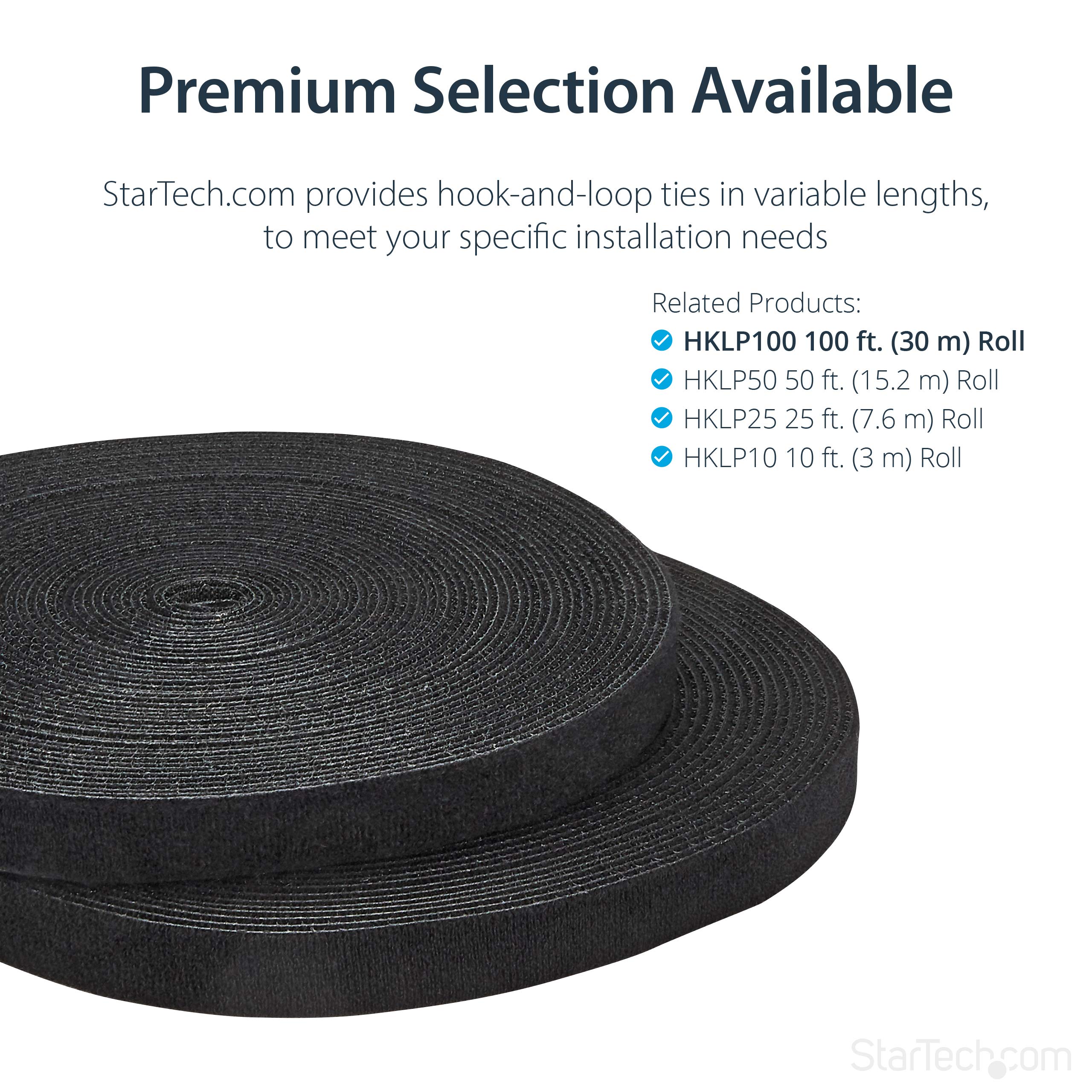 Startech.Com 100Ft. Hook And Loop Roll - Cut-To-Size Reusable Cable Ties - Bulk Industrial Wire Fastener Tape - Adjustable Fabri
