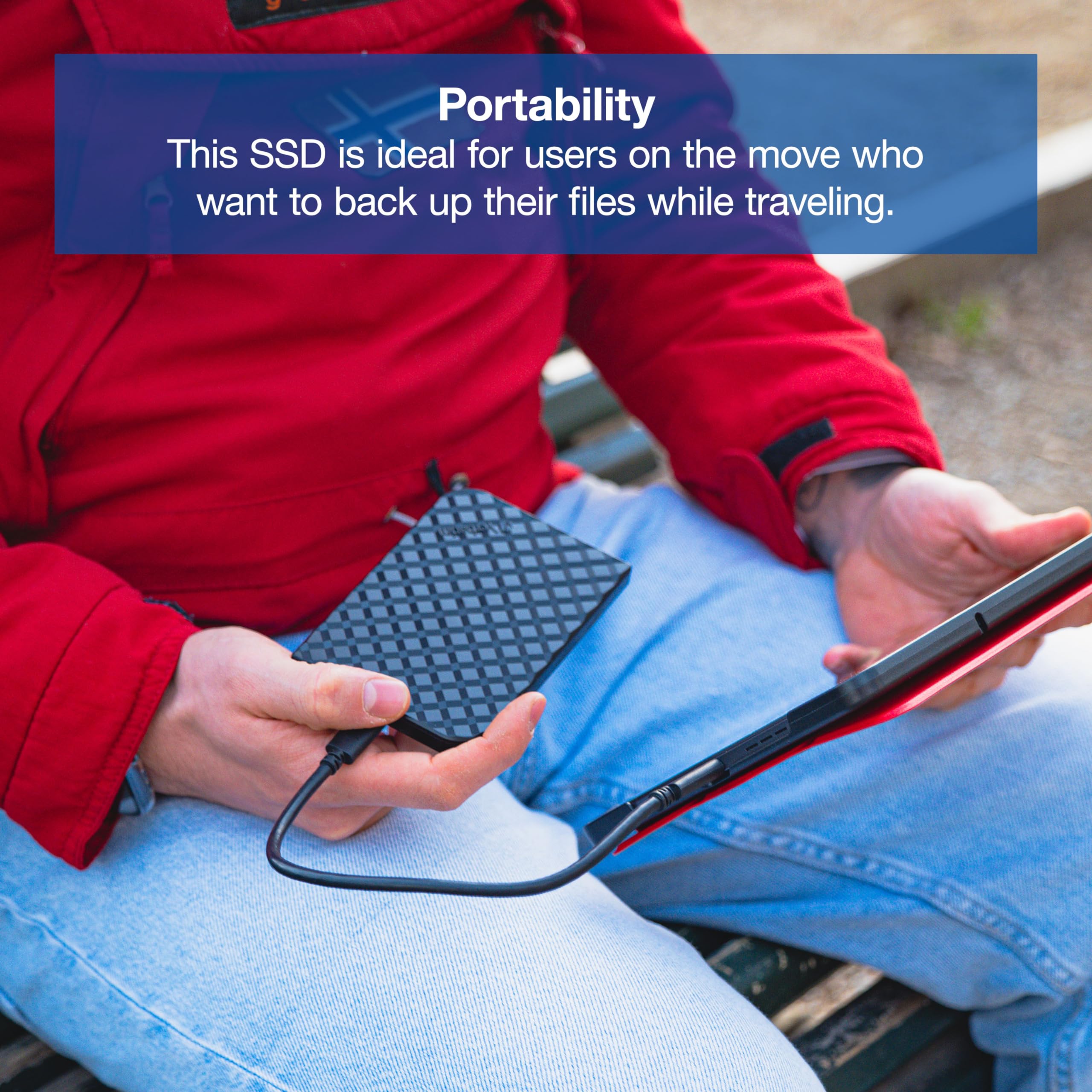 Verbatim 512Gb Portable Ssd External Hard Drive Store N Go Usb 3.2 Gen 1 Usb-C Adapter Included - External Solid State Drive