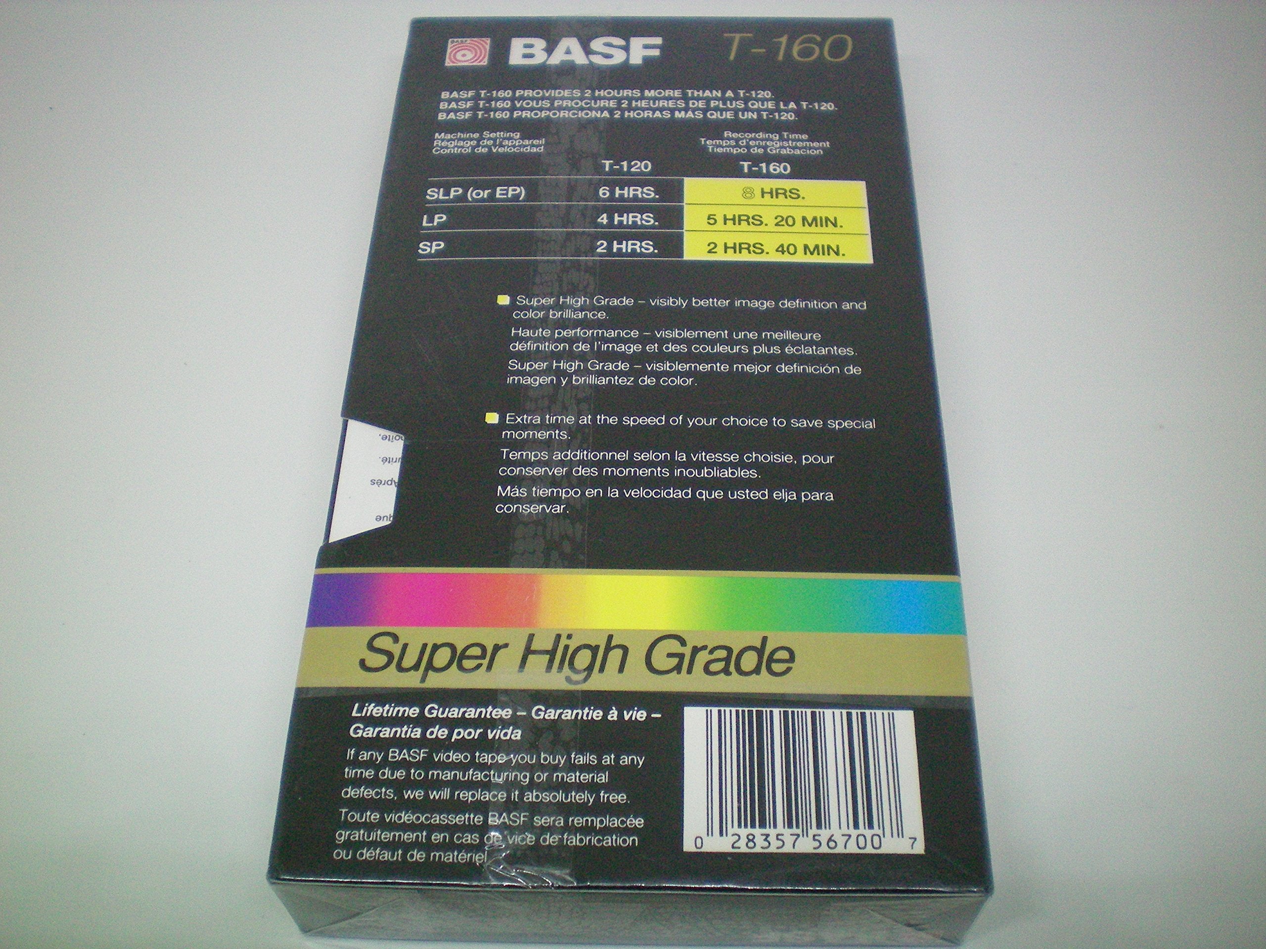 Basf T 160 Extra Quality 8 Hour Blank Vhs Video Cassette Recording Tape