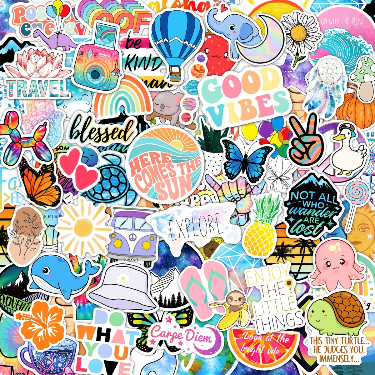 120 Pcs Preppy Stickers, Summer Stickers For Water Bottles Girls, Laptop Accessory Waterproof, Cute Decals For Phone Waterbottle