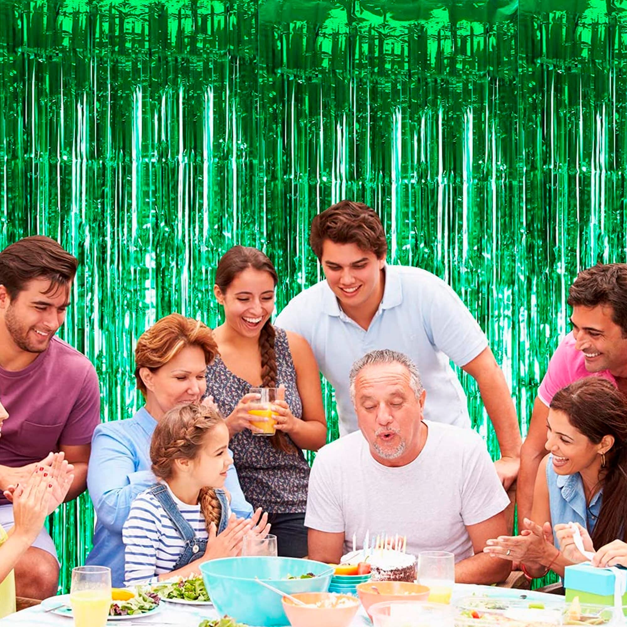 Dazzle Bright Backdrop Curtain, 3Ft X 8Ft Metallic Tinsel Foil Fringe Curtains Photo Booth Background For Baby Shower Party Birt