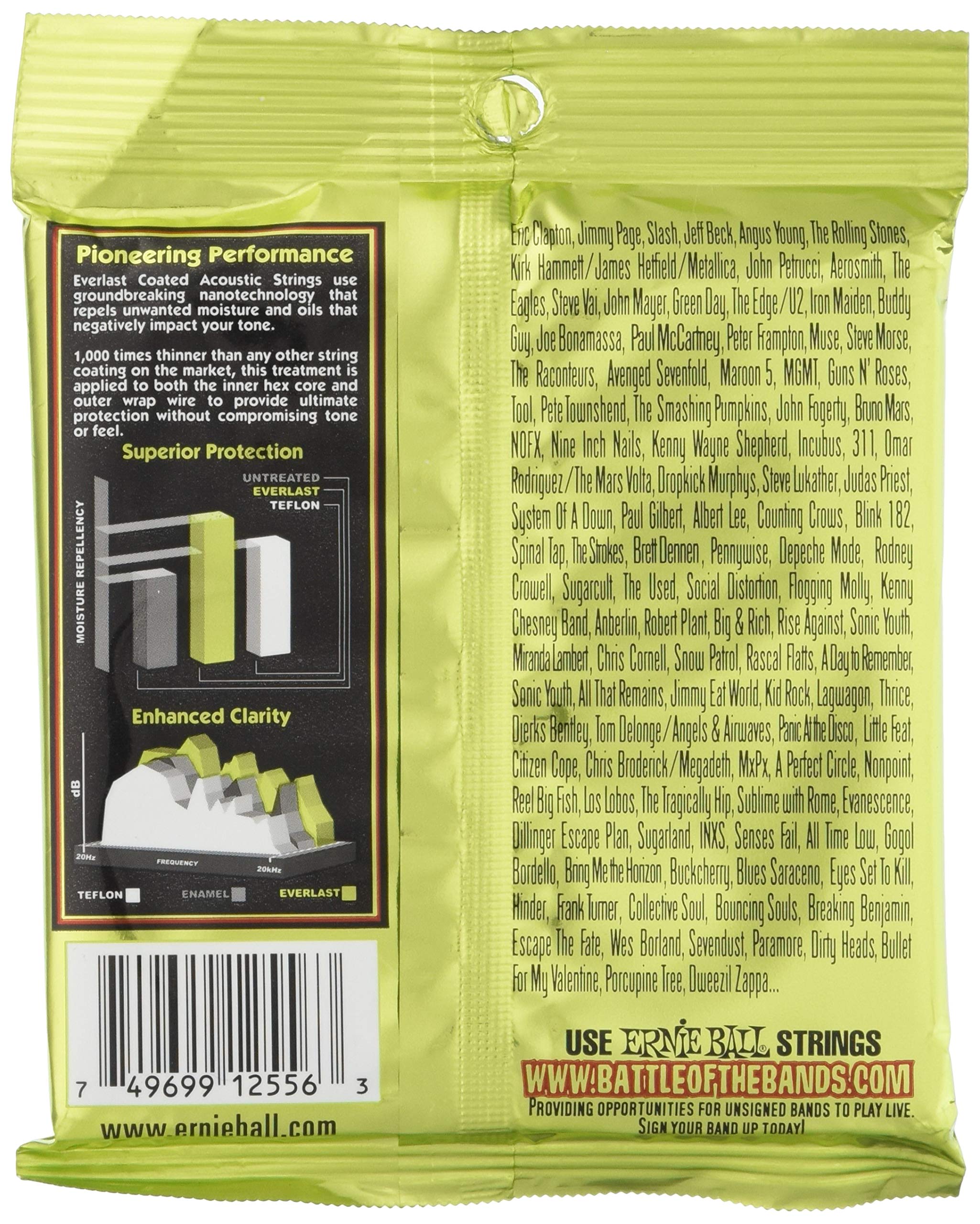 Ernie Ball Everlast Medium Light 80/20 Bronze Acoustic Guitar Strings, 12-54 Gauge (P02556)