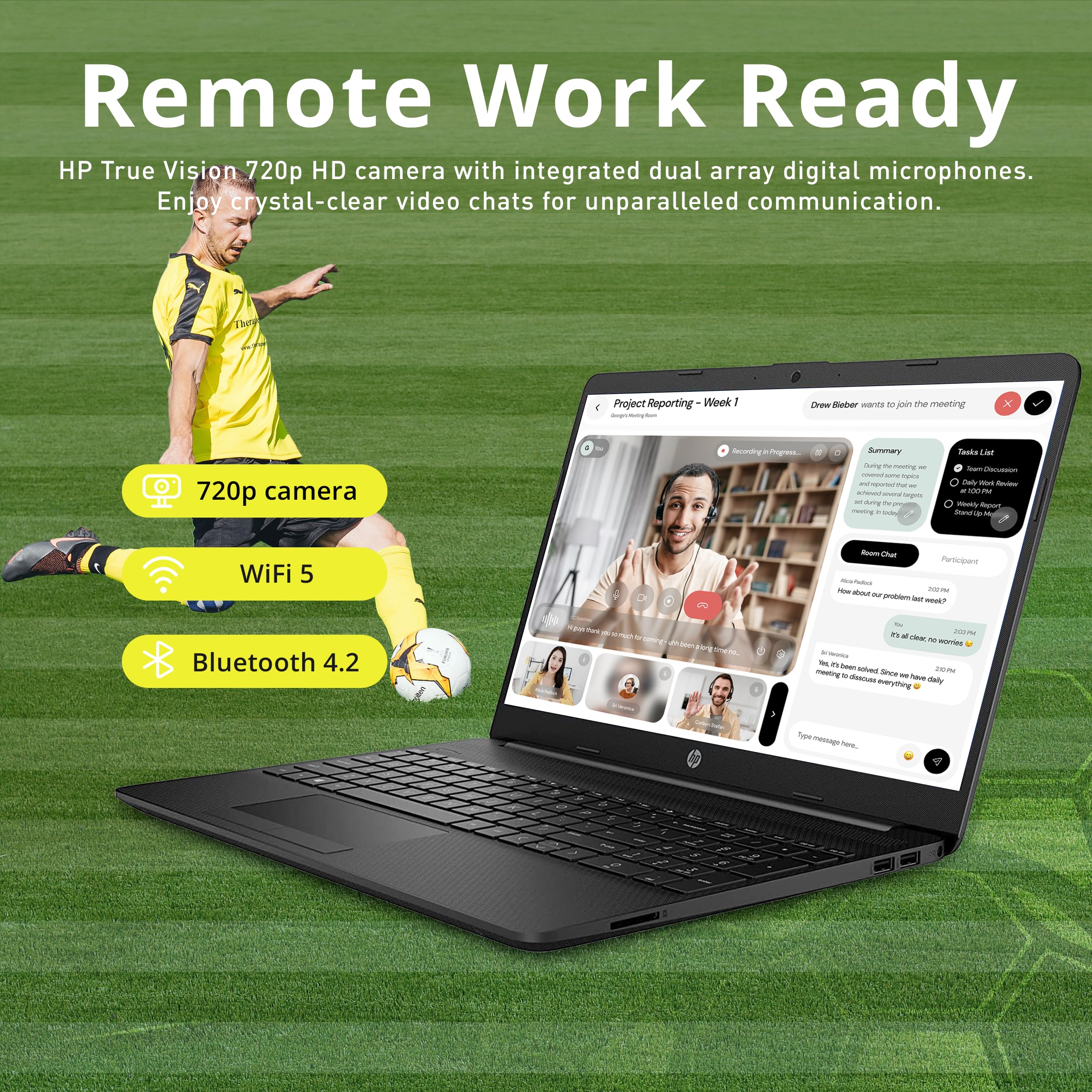 Hp 15.6'' Diagonal Fhd Ips Anti Glare Laptop, Intel Celeron N4020, 8Gb Ram, 256Gb Pcie Ssd, Intel Uhd Graphics 600, 1 Year Offic