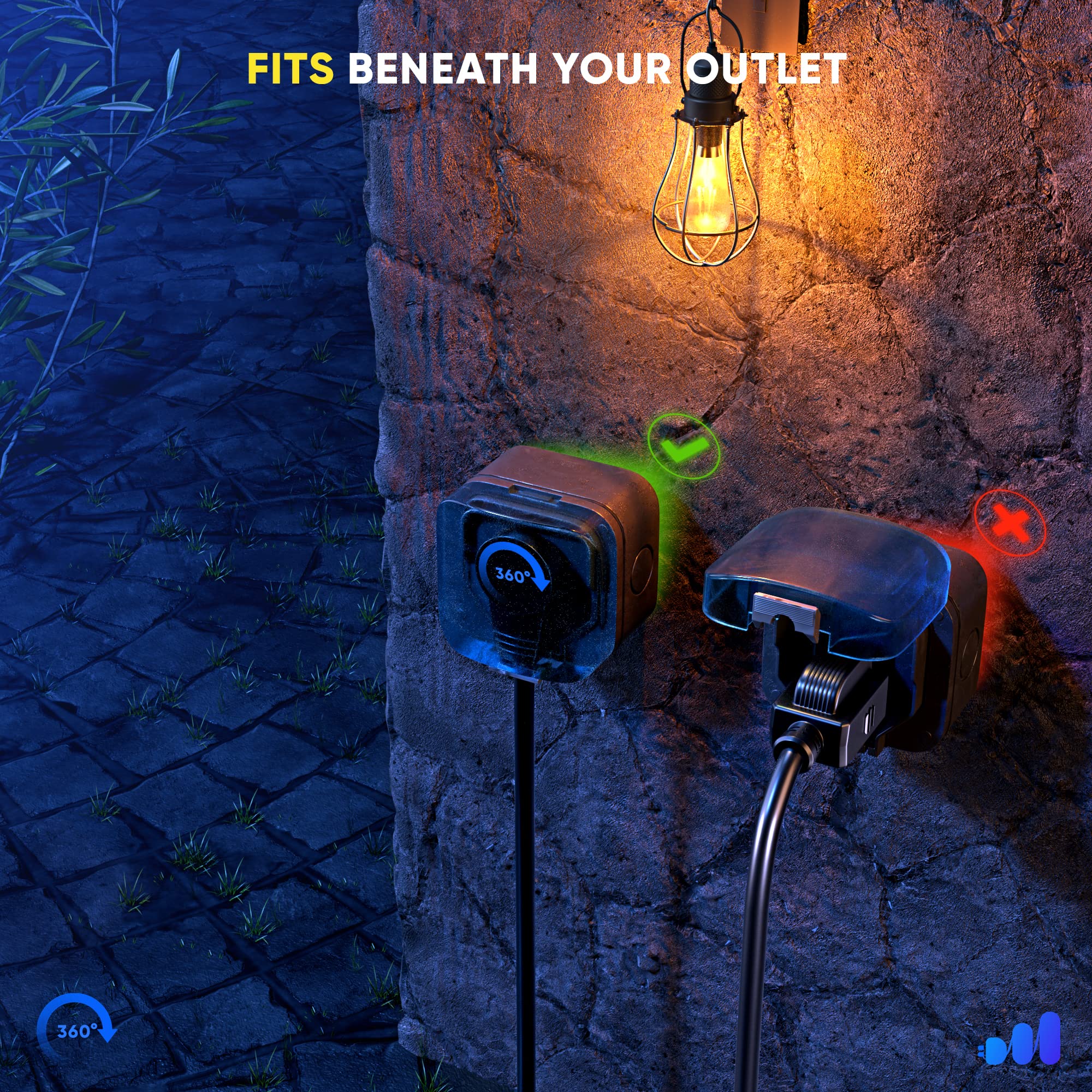 Maximm Cable 15 Feet 14Awg 360 Rotating Flat Plug Extension Cord/Wire, 3 Prong Grounded Wire, Heavy Duty Extension Cord   Ul Cer