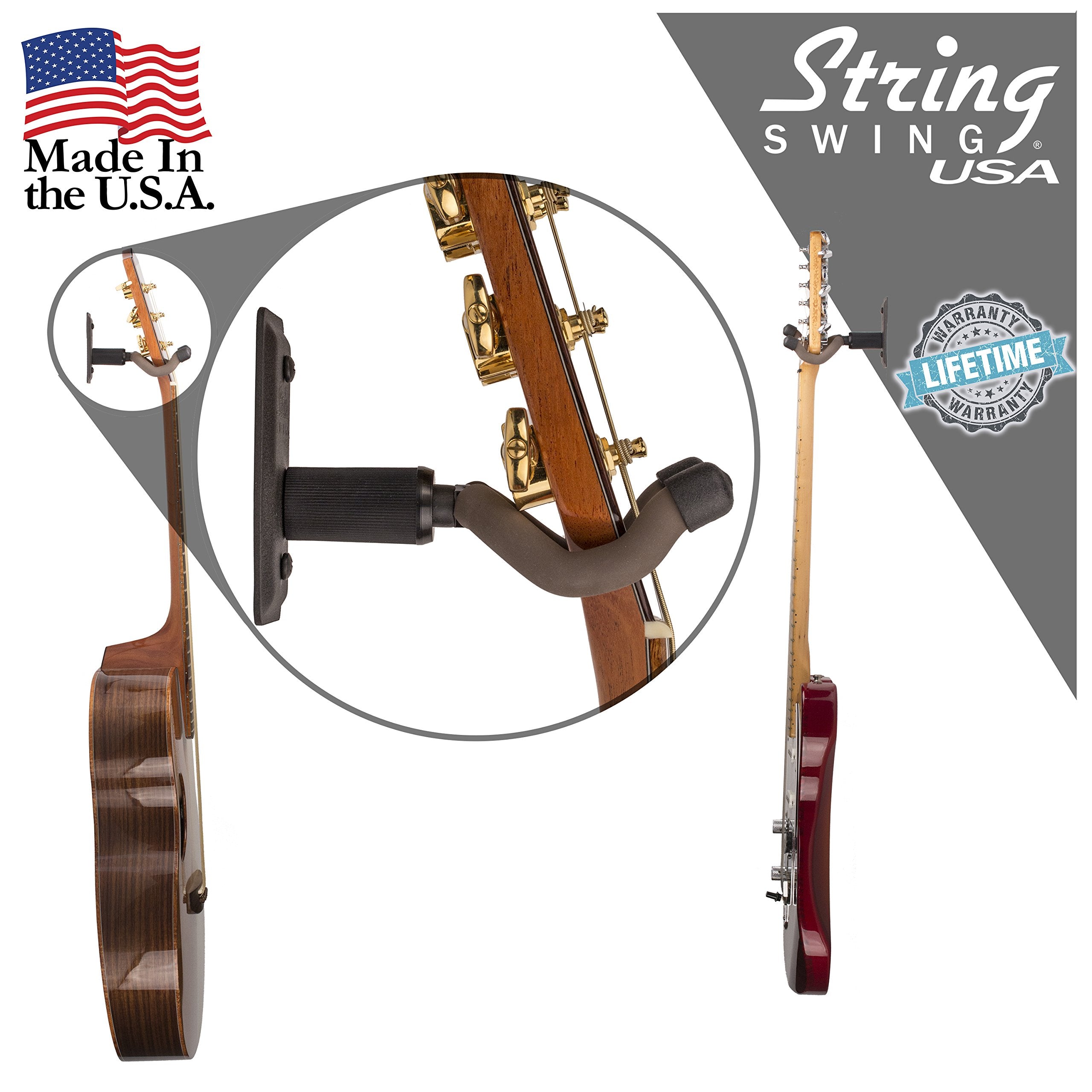 String Swing Guitar Hanger   Holder For Electric Acoustic And Bass Guitars   Stand Accessories Home Or Studio Wall   Musical Ins