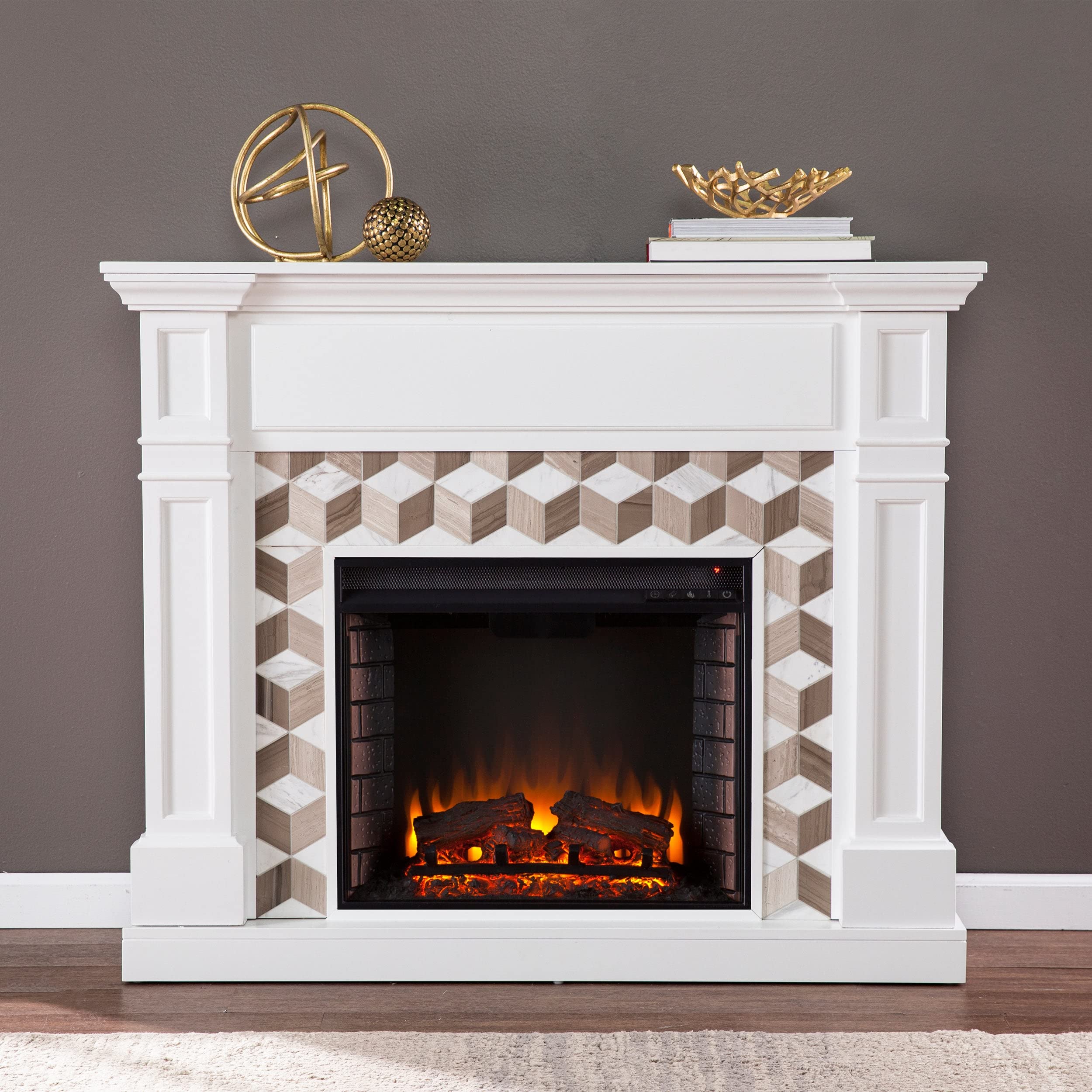 Darvingmore Electric Fireplace W/Marble Surround