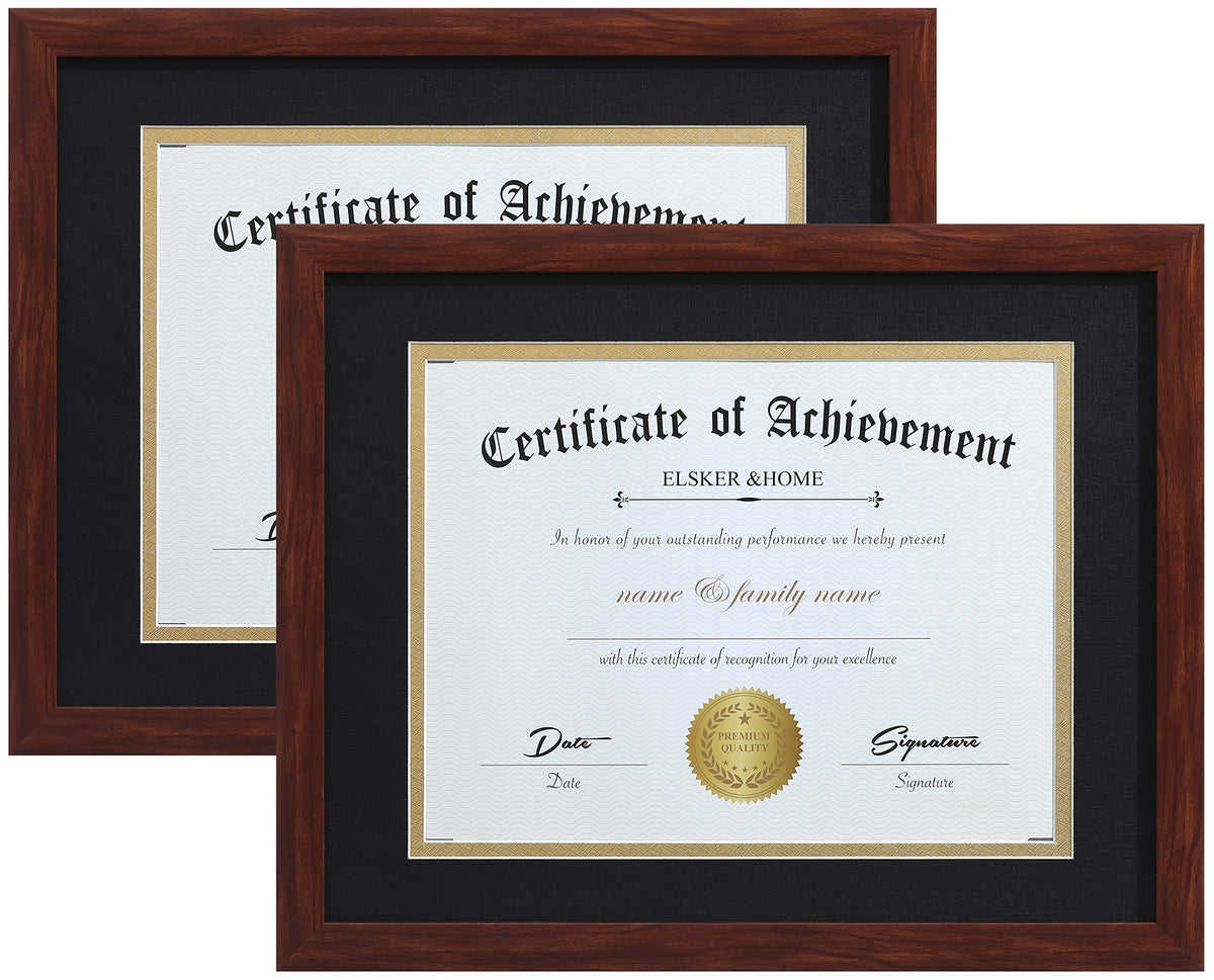 Elskerhome 85X11 Certificate Frame   Classic Coffee Color Frame   Displays Diploma 85X11 Inch With Mat   11X14 Inch Without Mat 
