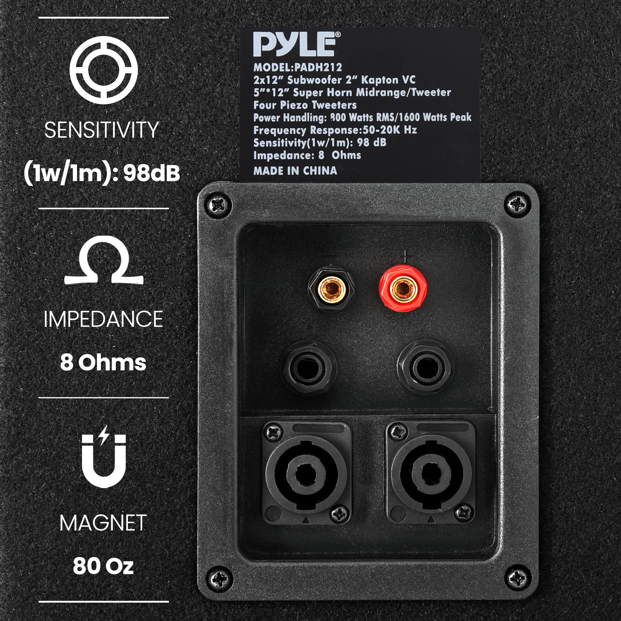 Pyle Portable Cabinet Pa Speaker System - 1600 Watt Outdoor Stereo Sound Speakers W/ Dual 12 Woofers, 3.4 Piezo Tweeters, 5X12 S
