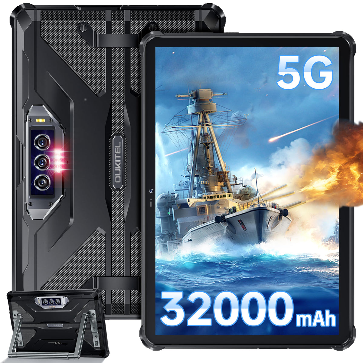 Oukitel Rt7 Rugged Tablet Android 13, 5G   32000Mah Battery Waterproof Tablet, 33W Fast Charging, 24Gb+256Gb Tablet Pc, 10.1'' F