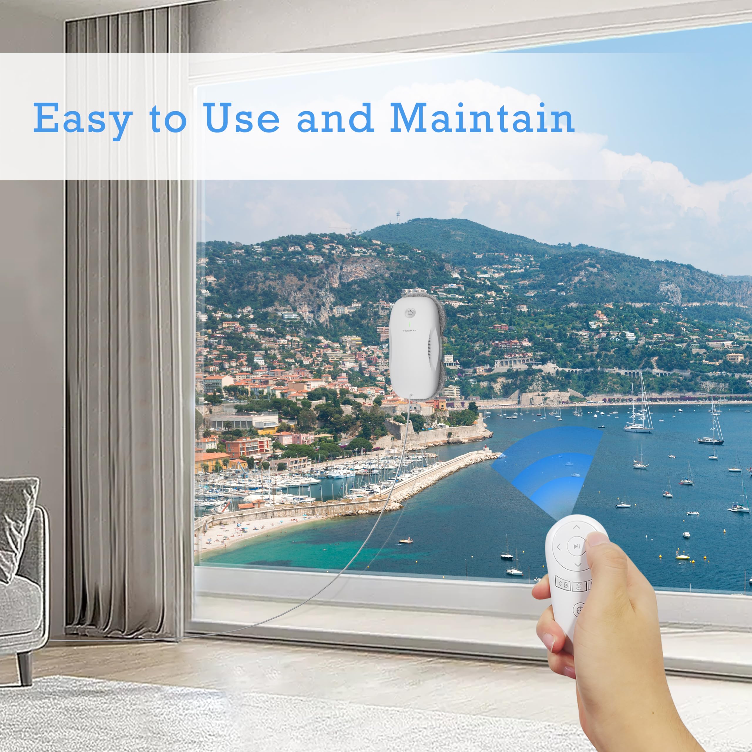 Tosima W2 Window Cleaner Robot, Automatic Cleaning With Intelligent Path Planning, 3800Pa Suction Power, Edge Detection Technolo