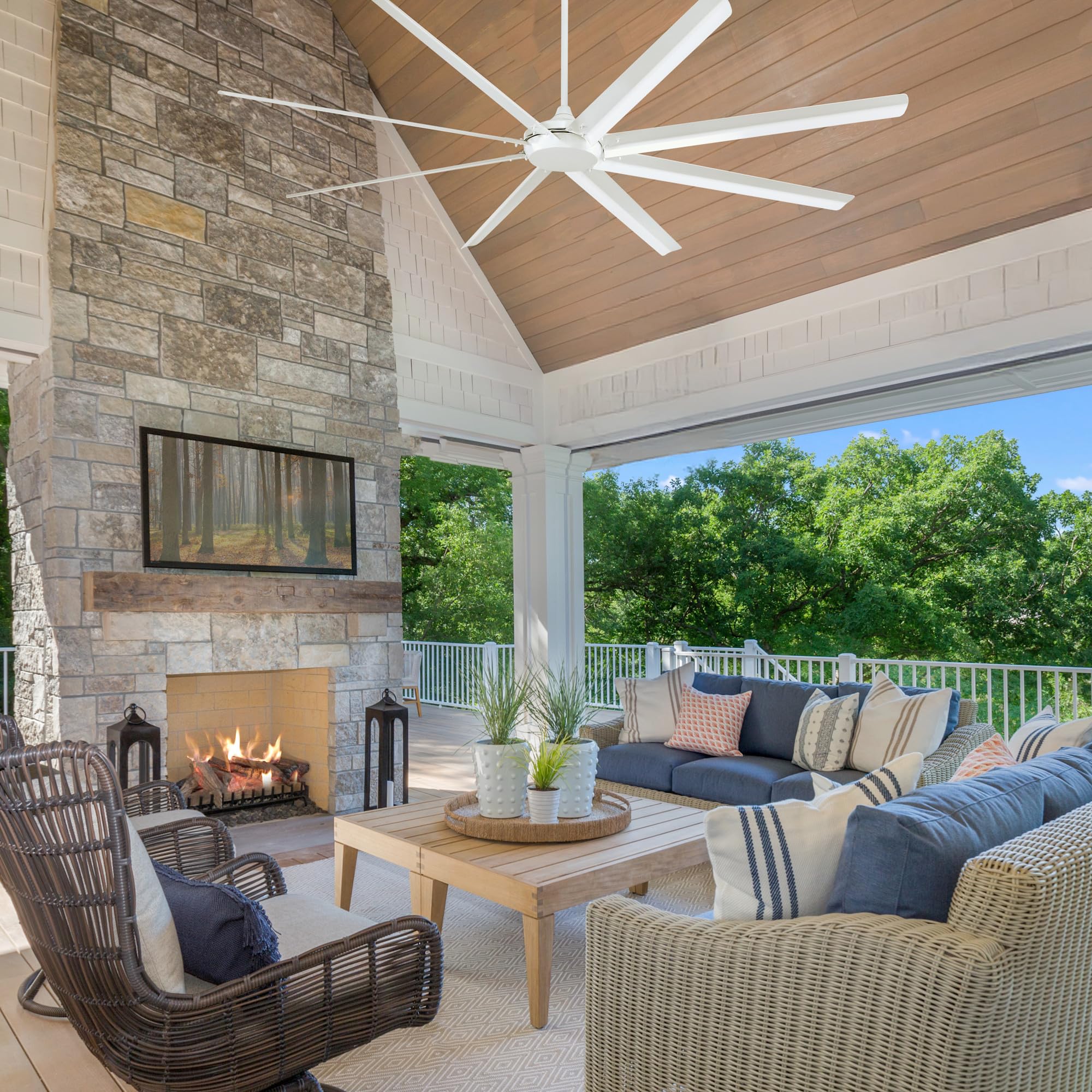 Westinghouse 7224900 Widespan Industrial Ceiling Fan With Remote, 100 Inch, Brushed Nickel